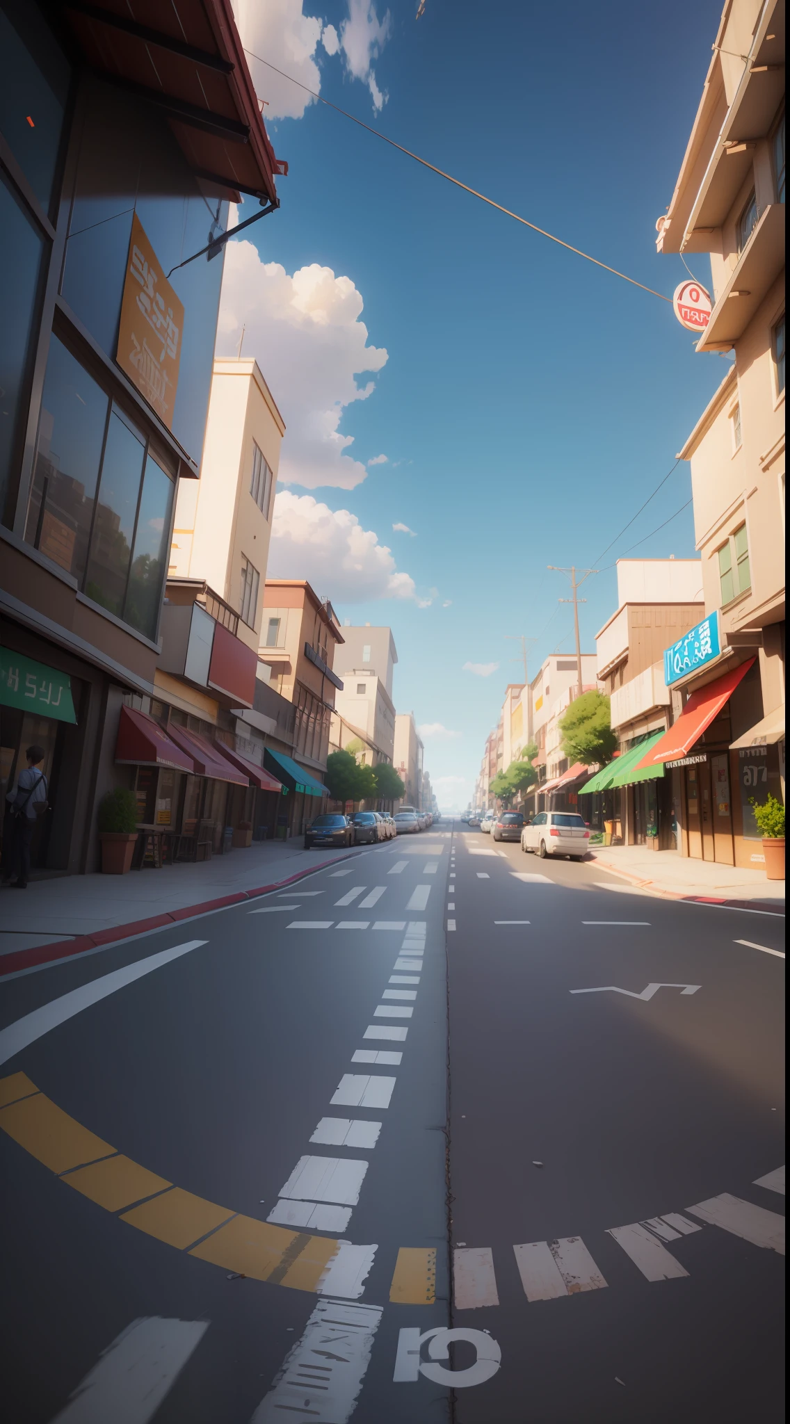 On the street, head-up angle, octane rendering, Shinkai Makoto style, realistic cinematic lenses, detailed rendering, fantasy style, photorealistic realism