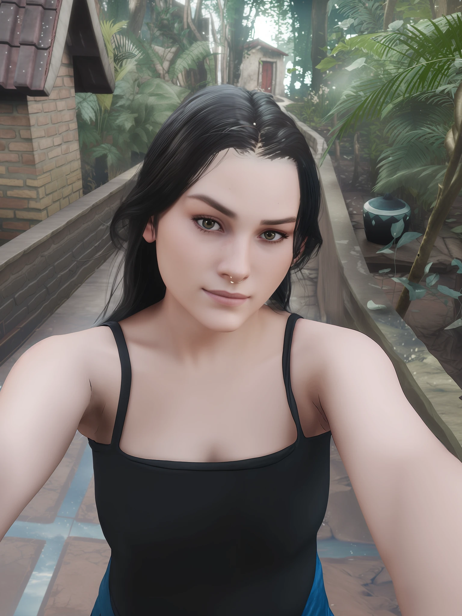 In the image a young woman with white hair who looks like a female version of the wizard from the series the witcher