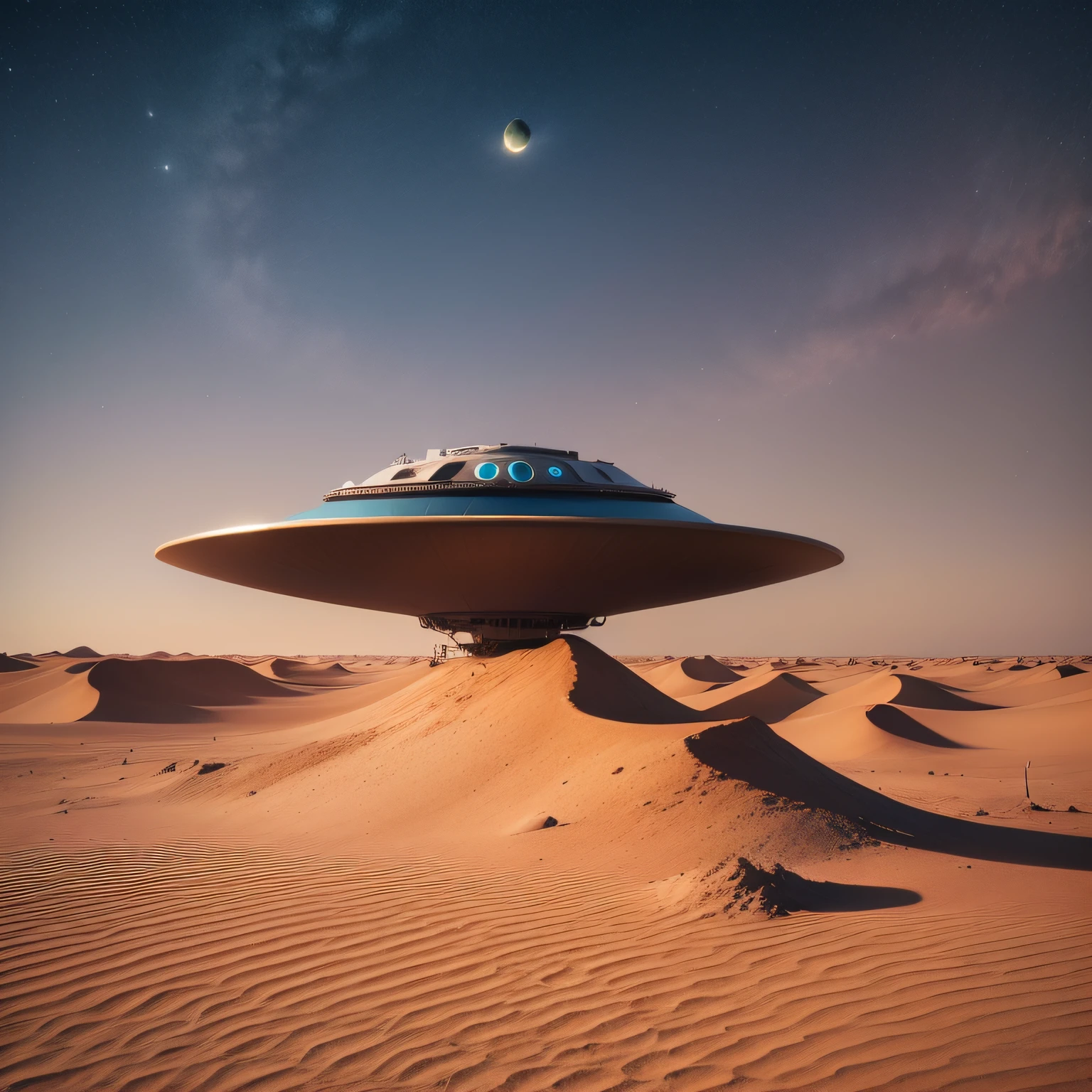 UFO floating on the moon 8K Hight Qualit