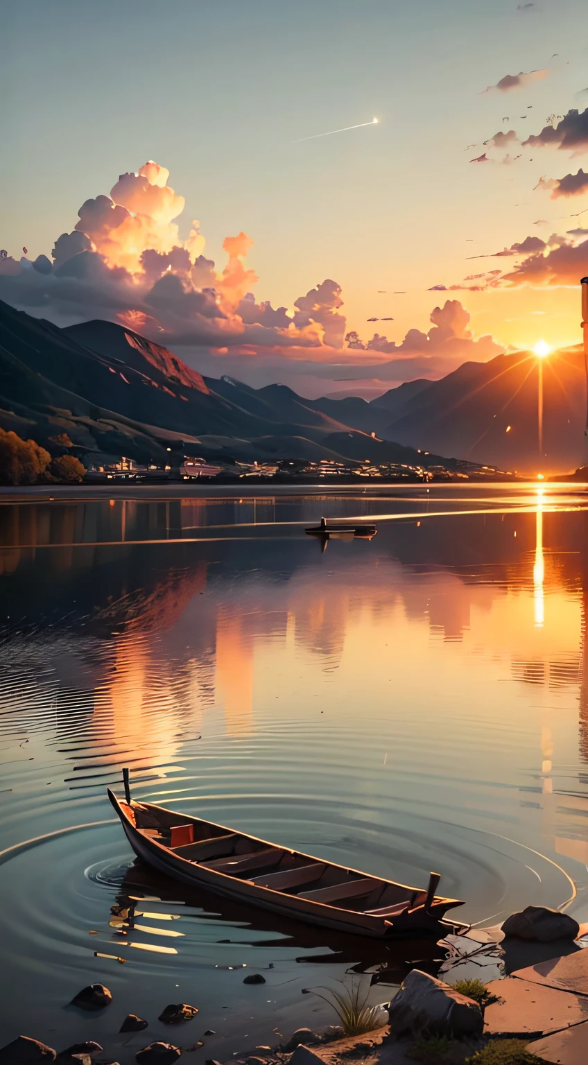 Imagine yourself in a special place, somewhere where nature meets the sky, providing a unique view of the sunset. The colors of the horizon begin to slowly transform, mixing shades of orange, pink and gold into a celestial color spectacle.
As you contemplate this magnificent spectacle, you sit in silence, feeling the gentle breeze caressing your face. As the sun begins to set, the lighting changes, filling the sky with soft, warm tones.
As the sun comes down, you feel a deep peace and a special presence around you. You realize that you are not alone in this magical moment; the presence of God is felt in every ray of light, in every cloud that dances in the sky.
You feel enveloped by a sense of gratitude and reverence for God's greatness. His creation is living proof of His existence and of His love for us. The sunset is a reminder of His magnificence and how nature is a perfect reflection of His beauty and power.
As the sun finally disappears over the horizon, leaving a golden glow in the sky, you feel a deep connection to God. You know that He is always present, even in the simplest and most beautiful moments of life. You feel blessed to have the opportunity to witness this wonder and feel God's presence in every ray of light.
This view of the unique sunset and the presence of God is a reminder that He is always by our side, guiding us, protecting us, filling us with love, and reminding us of the beauty that exists in every moment of life. It is an experience that fills us with gratitude and inspires us to seek God's presence at all times.
POV, atmospheric perspective, 8k, super detailed, accurate, best quality, super detail, --auto