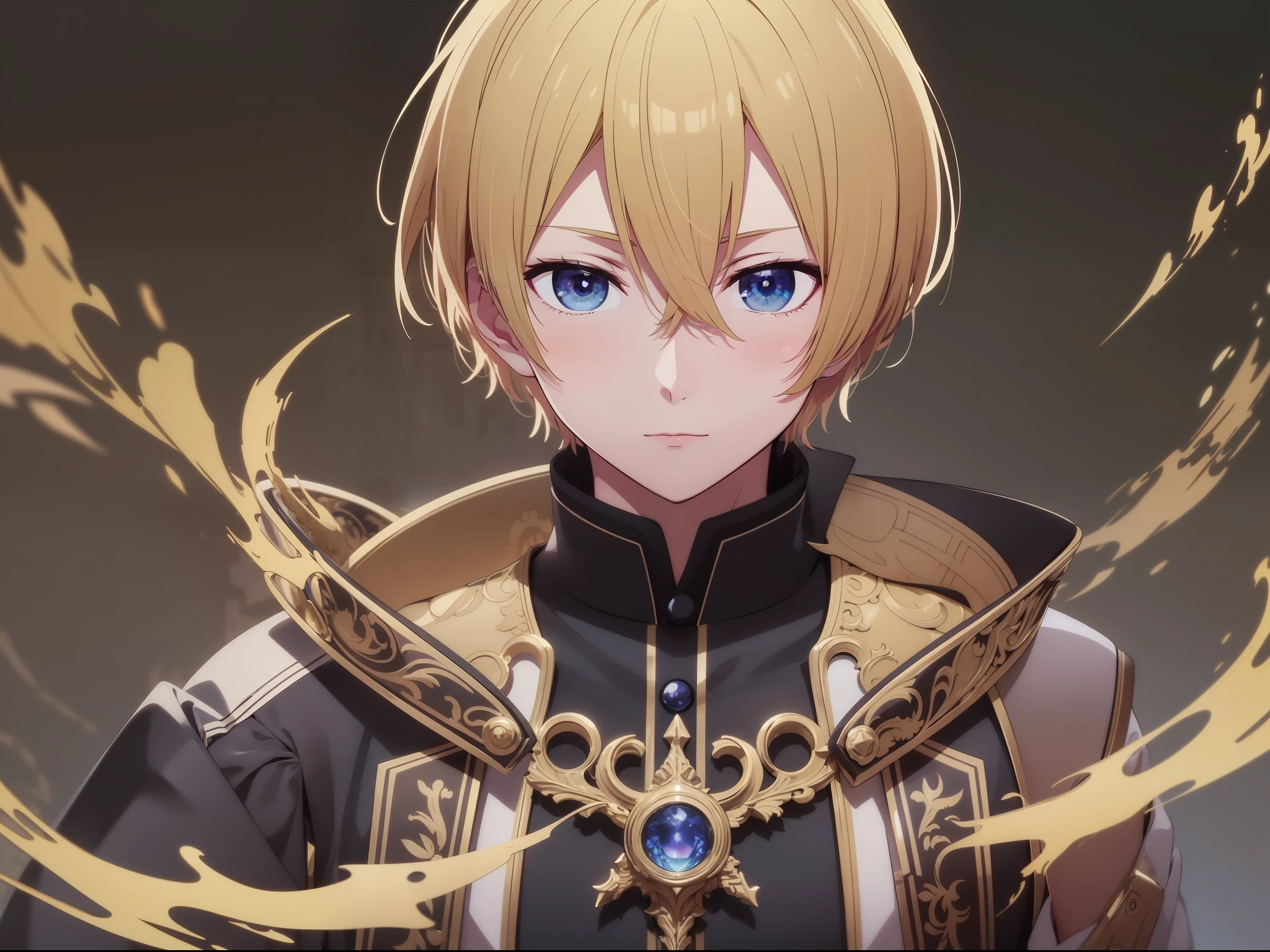 The image of an anime guy with a unique color scheme is blonde with partially brown, blue and yellow shades of eyes. 8k quality with high detail, creating a masterpiece impression. The theme of mysticism adds mystery and appeal to this work of art.