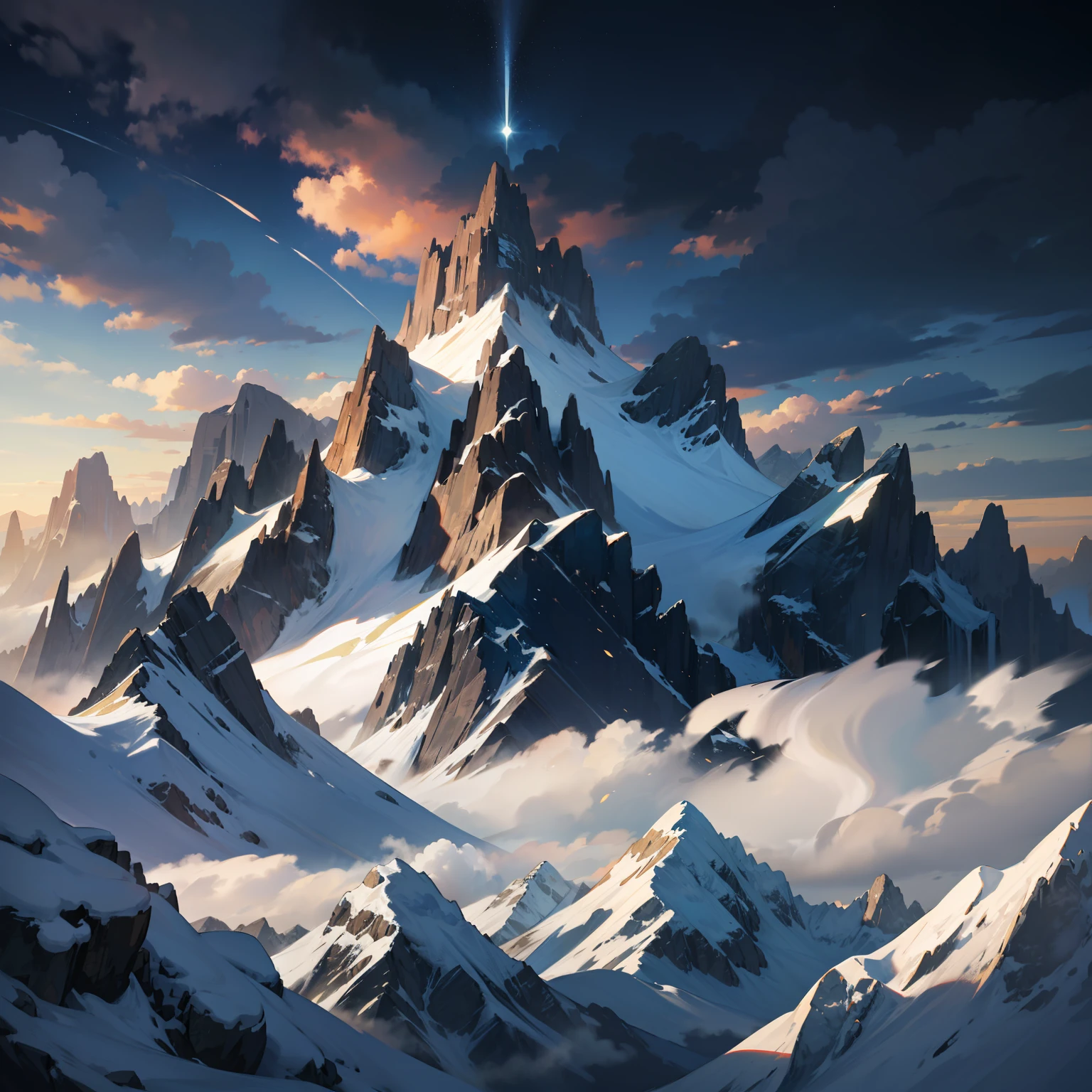 Towering mountains, vast heaven and earth