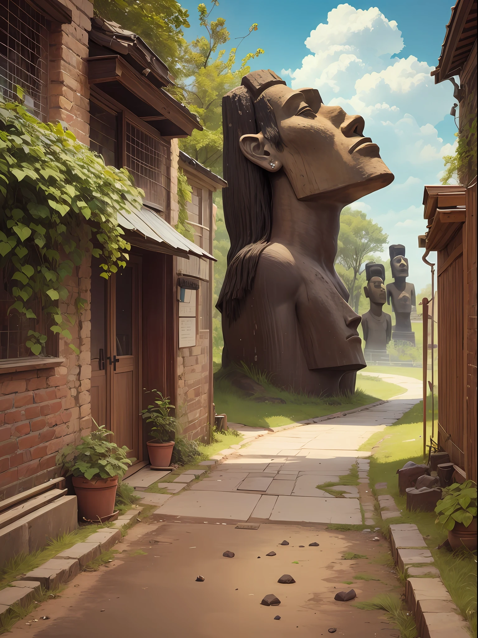 easter island head drinking wine --auto --s2