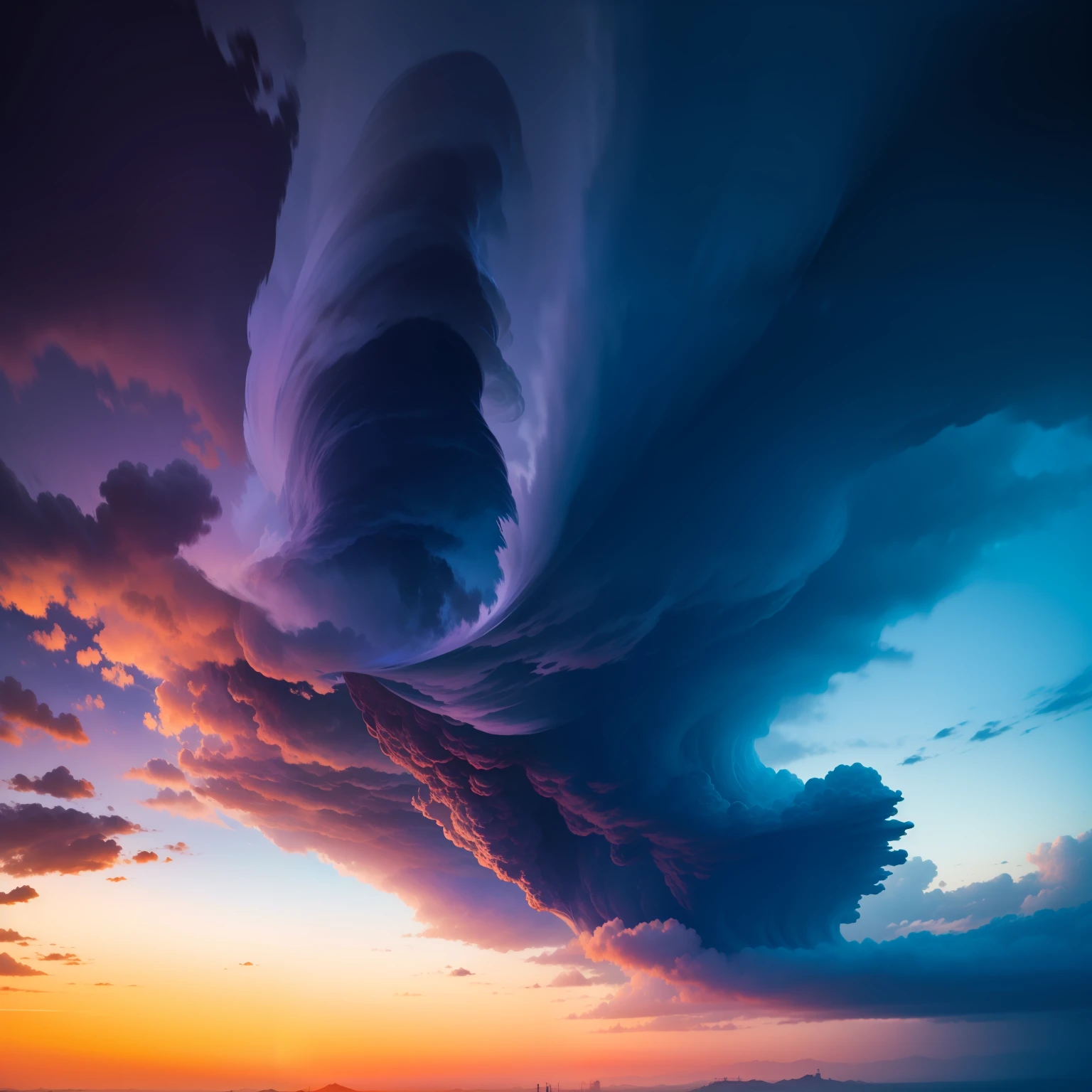 spectacular fantasy sunset sky that has never been photographed with impressive clouds forming strange figures --auto