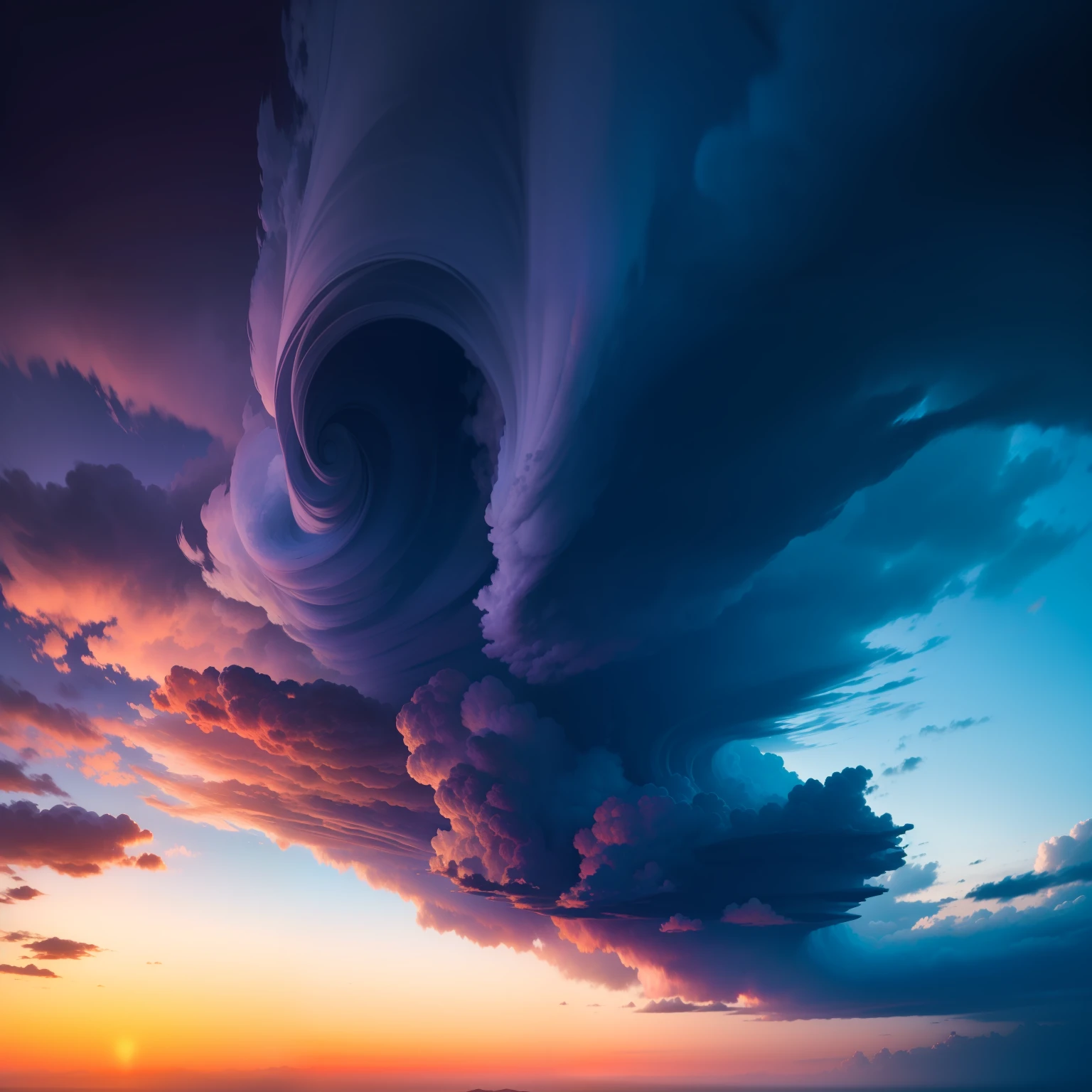 spectacular fantasy sunset sky that has never been photographed with impressive clouds forming strange figures --auto