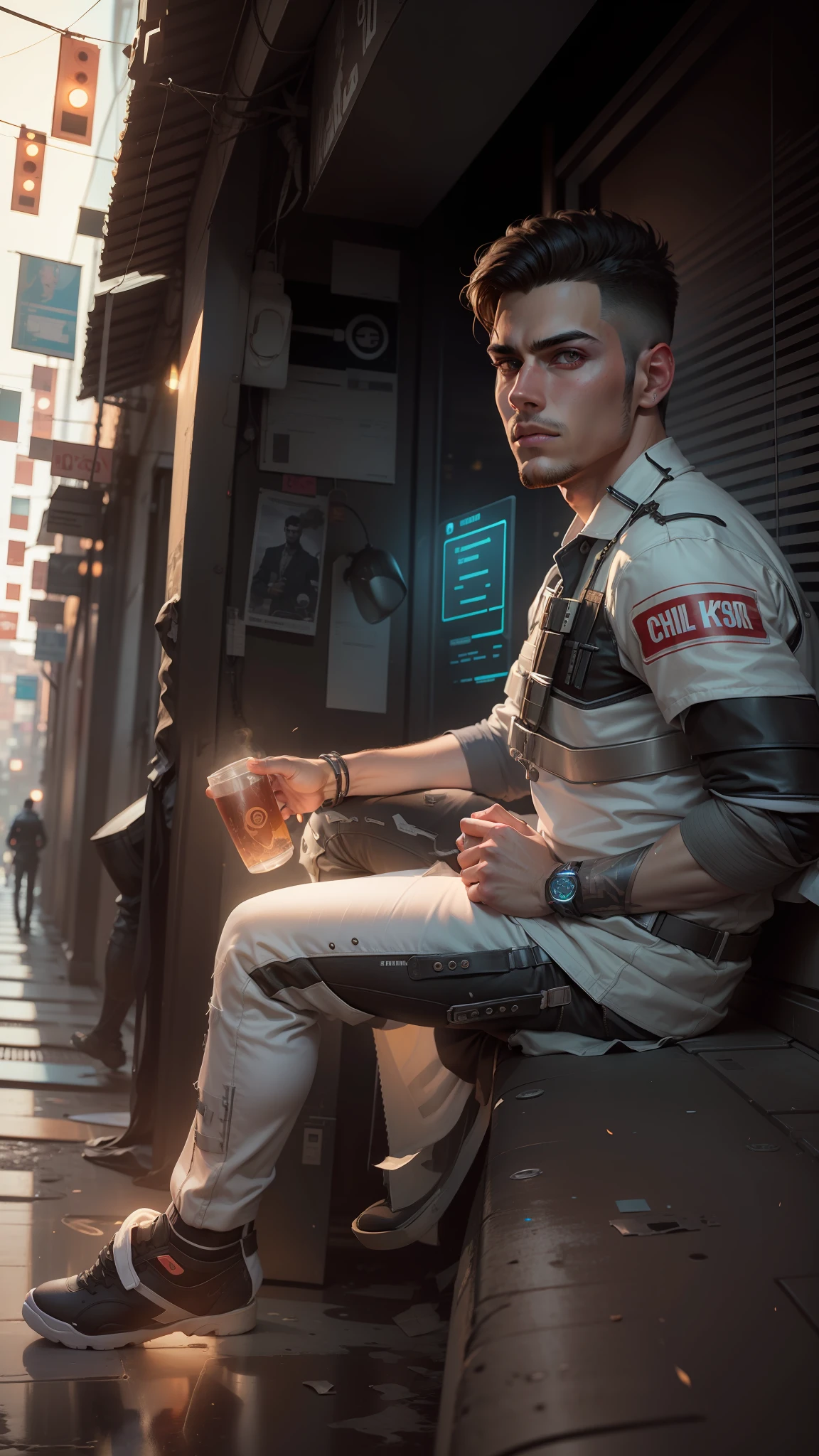 Change background cyberpunk handsome boy, realistic face, 8k, ultra realistic,