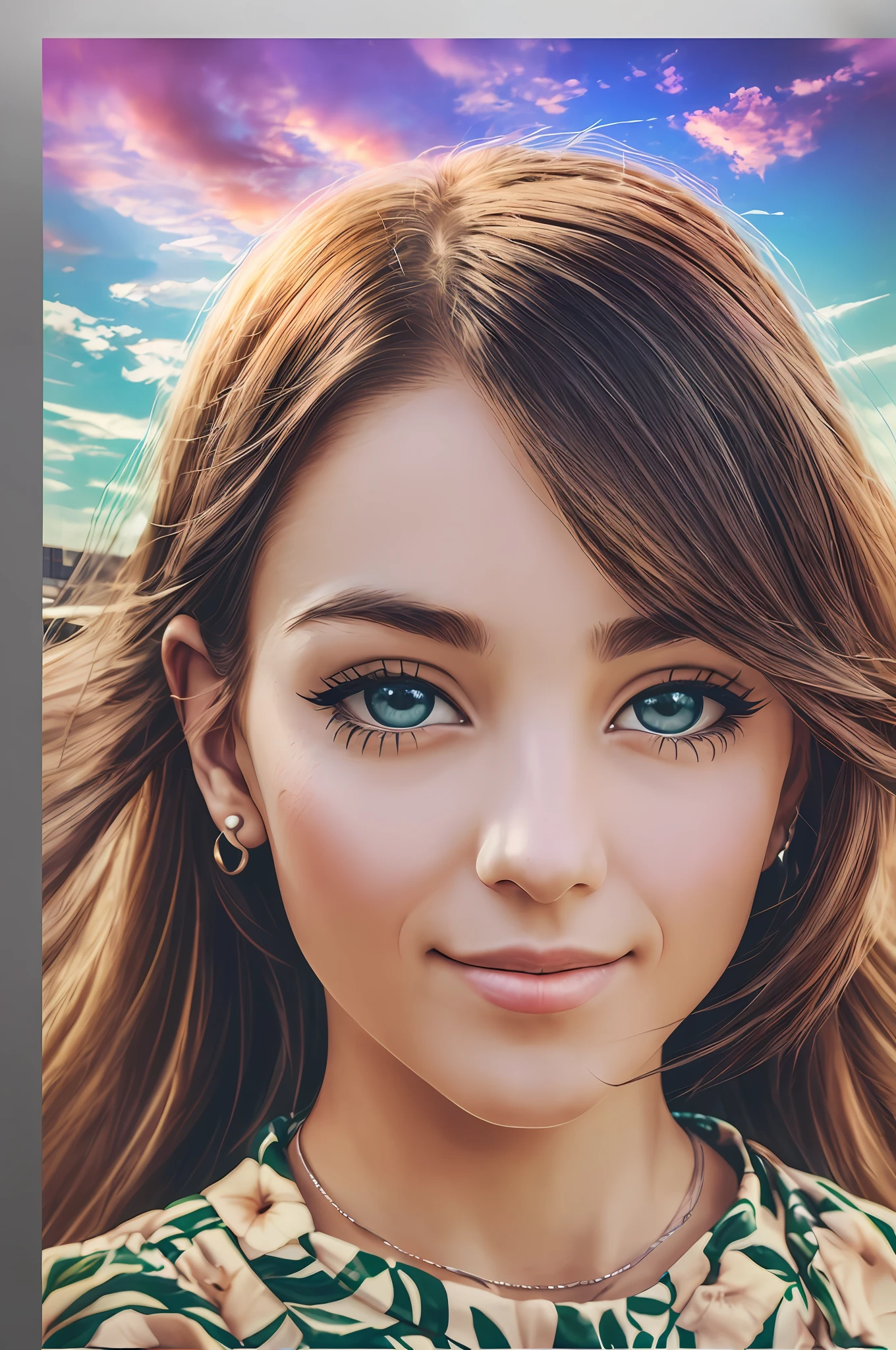 Eveel SG, (women: 1.2), (summer sunset: 1.3), black eyeliner, (8k, RAW photo, best quality, masterpiece: 1.2), (hyper-realistic, photorealistic: 1.37), best quality, ultra-high resolution, (focus face: 1.8), (portrait face: 1.7), (large face: 1.5), (high contrast: 1.1), (intense: 1.1), (detailed: 1.1), (highest quality, (analog: 1.2), (high sharpness), true shadow, shot on Canon EOS R6, 135mm, 1/1250 sec., f/2.8, ISO 400, (summer dress: 1.3), (infield: 1.2), (fancy clouds: 1.3),