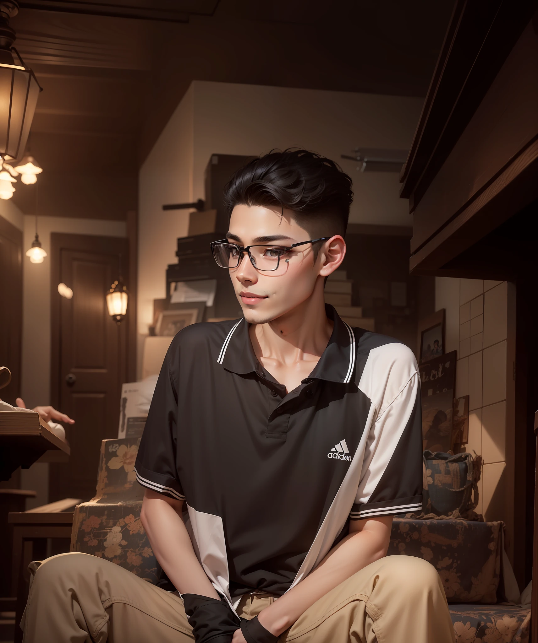 (masterpiece), realistic, (15yr old male), beautiful face, wearing a Simple beige shirt and denim skirt, studio lighting, cinematic light, beautiful woman, beautiful black eyes, milk beige middle hair, perfect anatomy, very cute smile, princess eyes , (black eyes), (head frame), center image, style, bioluminescent, 8 life size, 8k Resolution, human hands, curiously complete, elegant, close to perfection, dynamic, highly detailed, character sheet, concept art, smooth, positioned so that their bodies are symmetrical and balanced directly towards the viewer, amazing Incredibly beautiful 20-something japanese boy, detailed hairstyles,