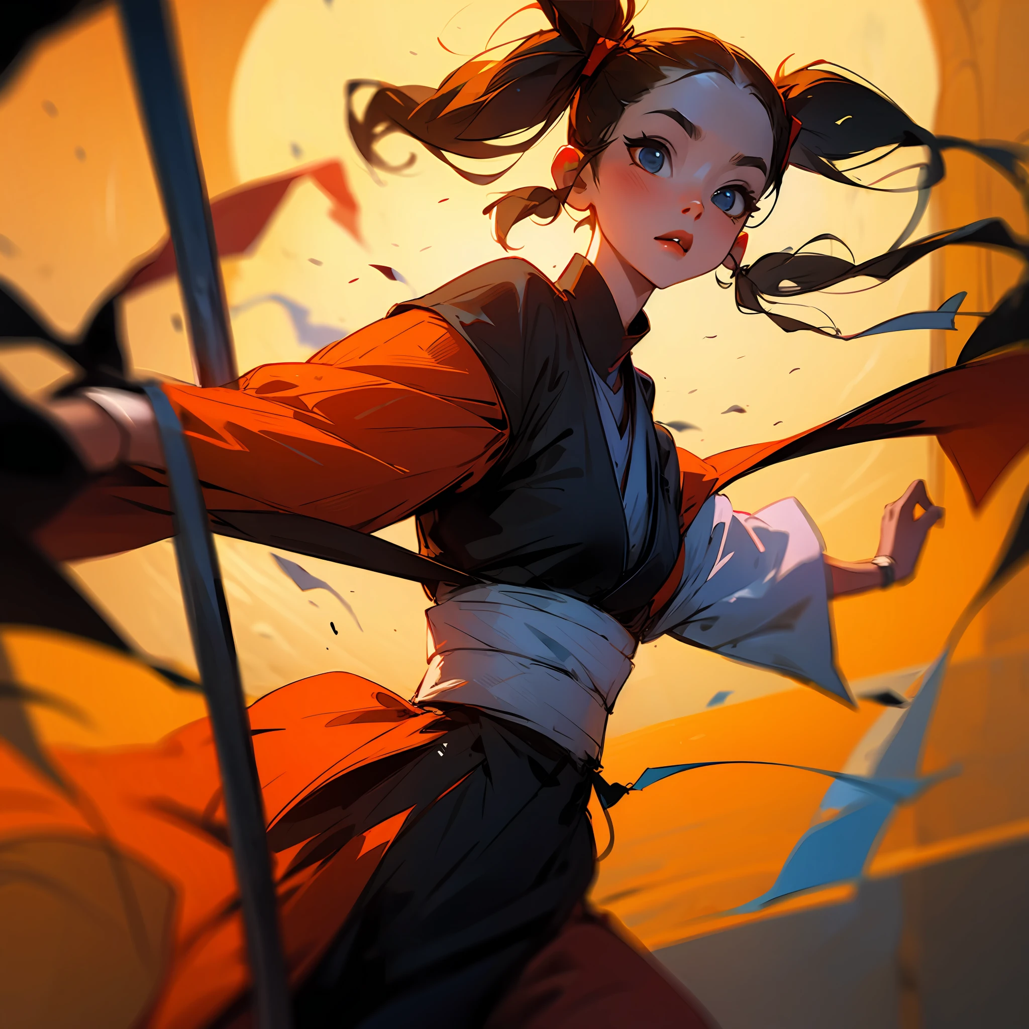 African, girl, tall, pigtails, ninja --auto