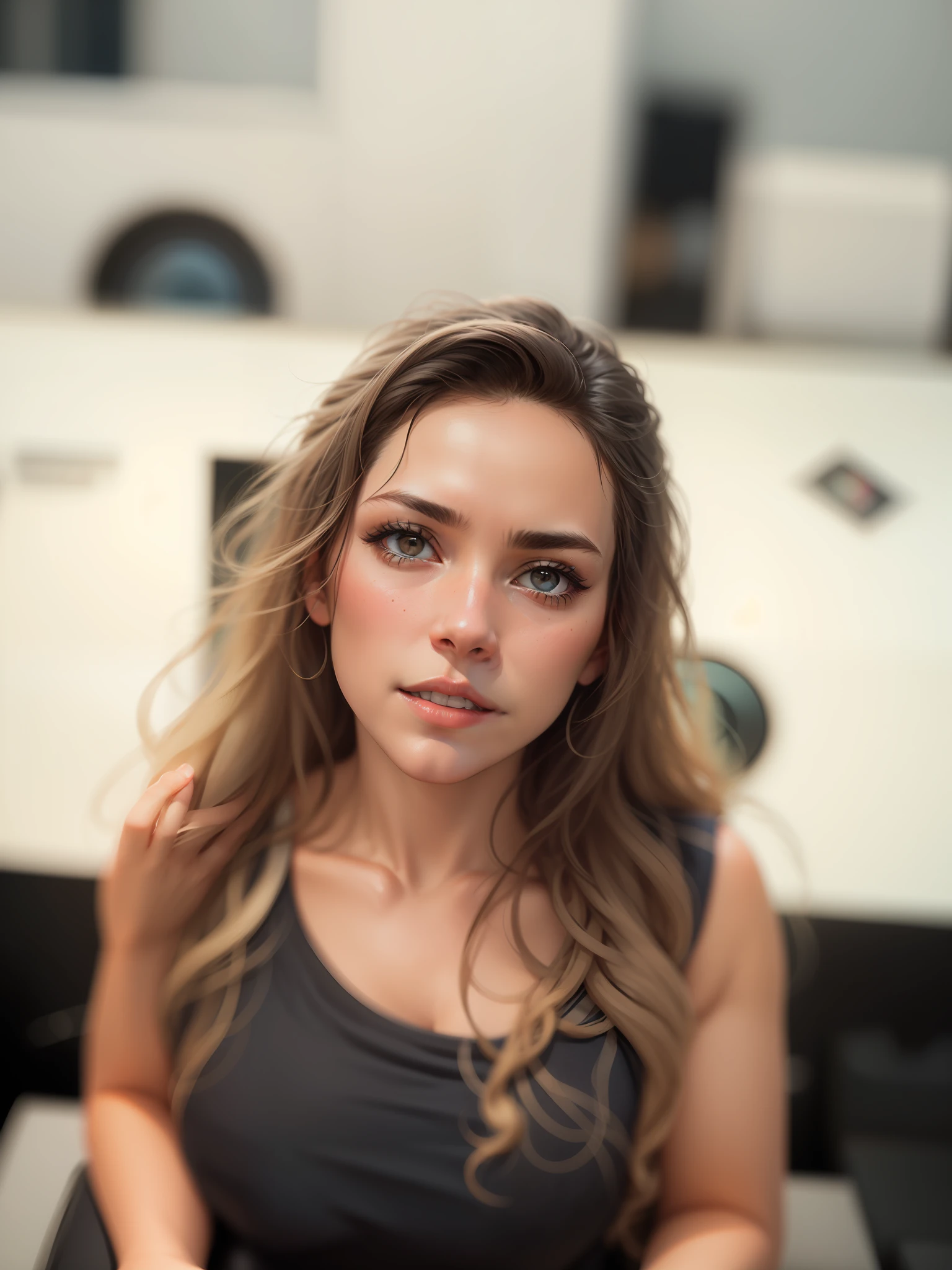Beautiful woman, by antony corbijn forography 8k, ultra detailed, texture, volumetric lighting, time bending, tranquility, intricate, 8d, complex, 4d, gem, precious, bright, 4 well lit, sharp focus, high quality, artistic, unique, award-winning photography, Canon EOS 5D Mark IV DSLR, f/1.4 aperture, shutter speed of 1/125 seconds, ISO 200, professional lighting set --auto