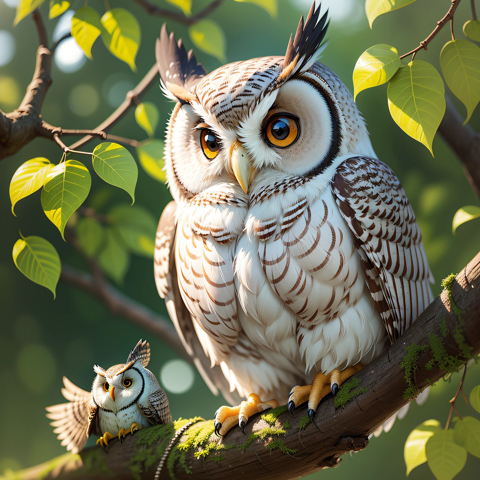 (Best Quality,8k,Masterpiece,Cute 3d Style),(Cute Owl Family Coming Out of a Bush,3 Owls),(Enchanted Forest,Shrub),(Sunny Morning,Full of Light, Shrub), Ultra Realistic 3D Illustration, Natural Realistic Rendering,Hyper Real Render, Ultra Realistic Image,Photorealistic CGI --auto