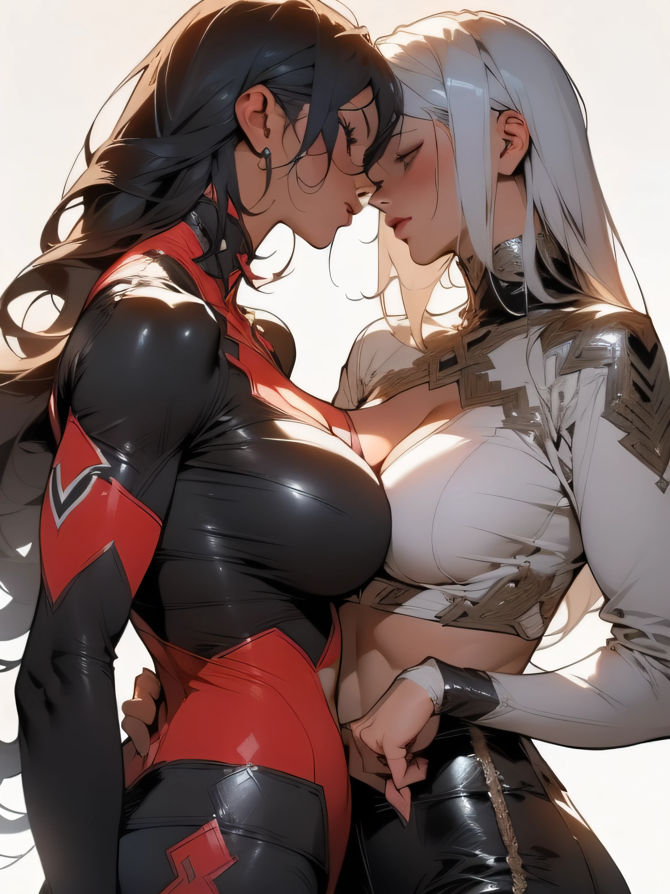 2 people ((((female))), ((lesbian)))), two savage warriors kissing like crazy, two beautiful full-body women, ((((ridiculously large breasts))), (ridiculously huge breasts: 1.5), (((huge breasts)), 30 years old, muscular and perfect body, small clothes, small laces, caressing each other, super sensual scene