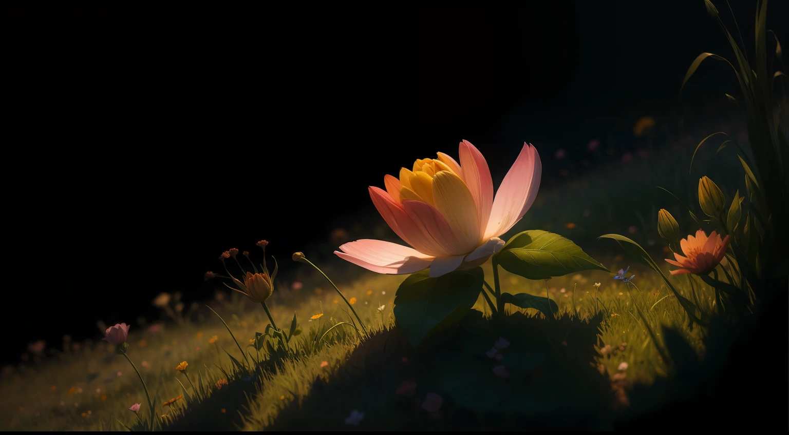 a flower budding to bloom in the grass