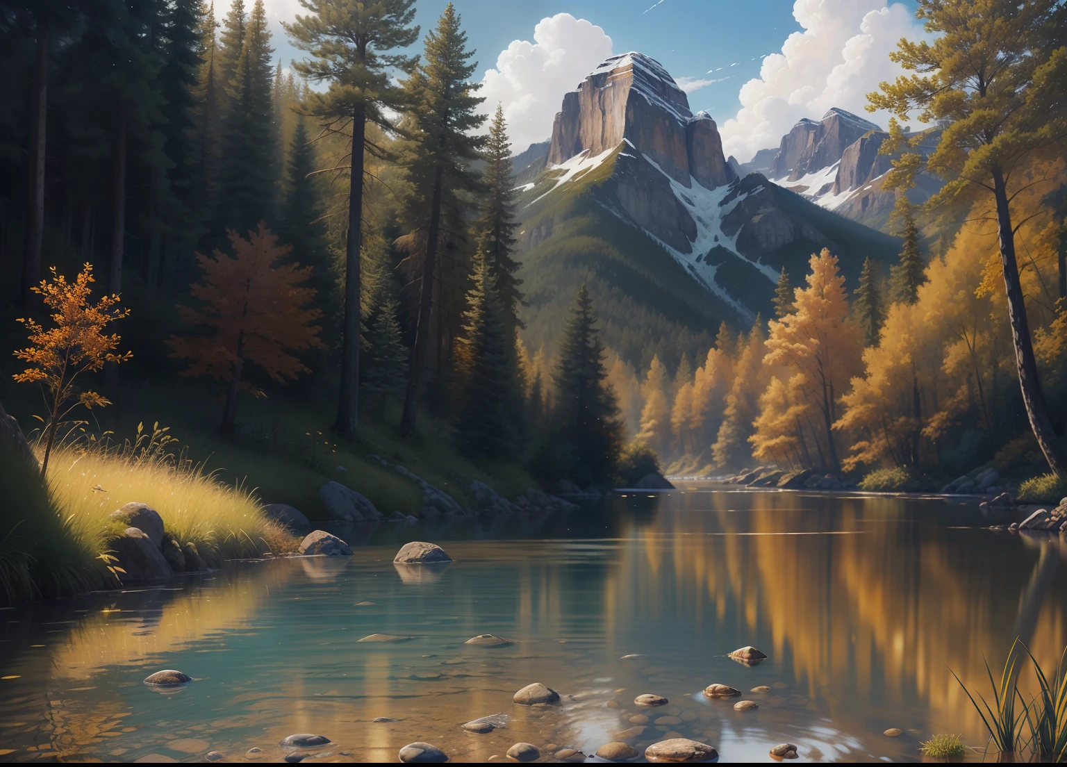 landscape, water, (extremely detailed CG unity 8k wallpaper), most beautiful artwork in the world, professional majestic oil painting, intricate, High Detail, Sharp focus, dramatic, photorealistic painting art