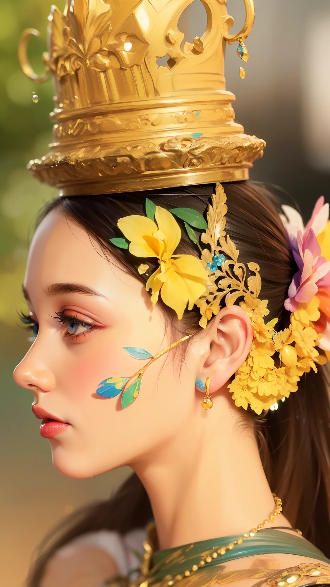 (Pink Fashion T-shirt:1.9),(Colorful hair: 1.8), (all the colours of the rainbow: 1.8),(((((vertical painting:1.6))), (painting:1.6),front, comics, illustrations, paintings, large eyes, crystal clear eyes,( rainbow color gradient high ponytail:1.7), exquisite makeup, closed mouth,(Small Fresh: 1.5),(Wipe Chest: 1.6) ,long eyelashes, white off shoulder T-shirt, White Shoulder Shirt,looking at the audience, large watery eyes, (rainbow colored hair:1.6), color splash, (solo:1.8), color splash, color explosion, thick paint style, messy lines, ((shining)),(colorful), (colorful), (colorful), colorful, Thick Paint Style, (Splash) (Color Splash), Vertical Painting, Upper Body, Paint Splash, Acrylic Pigment, Gradient, Paint, Highest Image Quality, Highest Quality, Masterpiece, Solo, Depth of Field, Face Paint, colorful clothes, (Elegant: 1.2), gorgeous,long hair, wind, (Elegant: 1.3), (Petals: 1.4),(((masterpiece))),(((best quality))),((ultra-detailed)),(illustration),(dynamic angle),((floating)),(paint),((disheveled hair)),(solo),(1girl) , (((detailed anima face))),((beautiful detailed face)),collar,bare shoulders,white hair, ((colorful hair)),((streaked hair)),beautiful detailed eyes,(Gradient color eyes),(((colorful eyes))),(((colorful background))),(((high saturation))),(((surrounded by colorful splashes))),