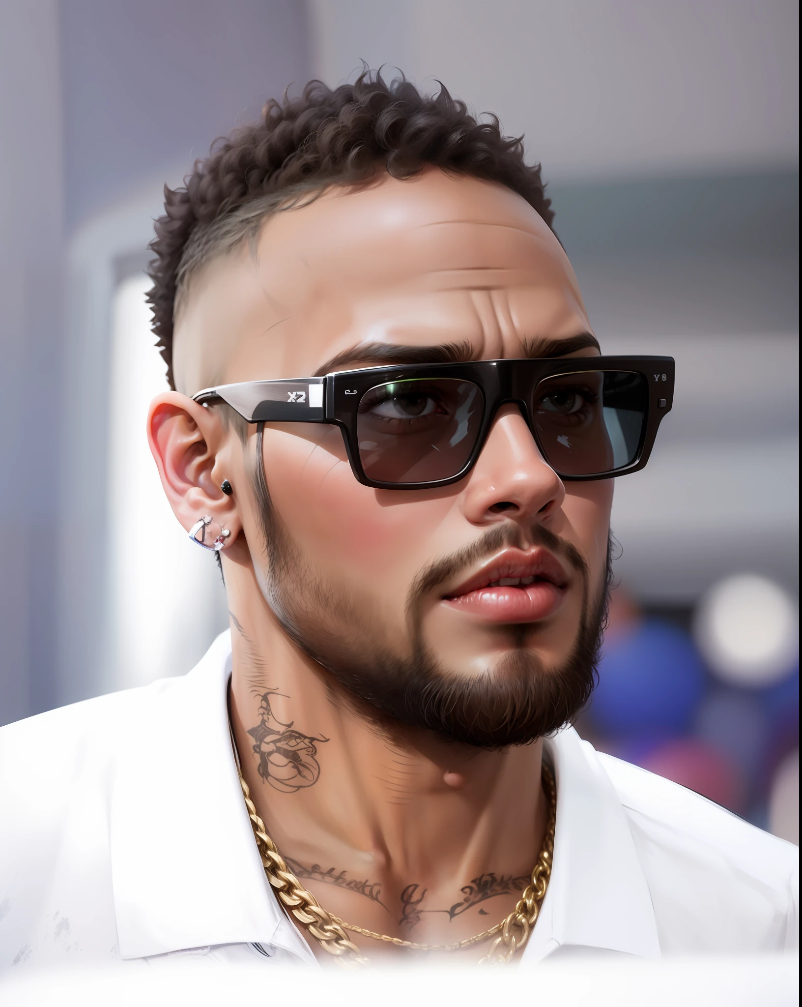 Neymar, in 3d with glasses, photo fatansia colored, high quality, 8k