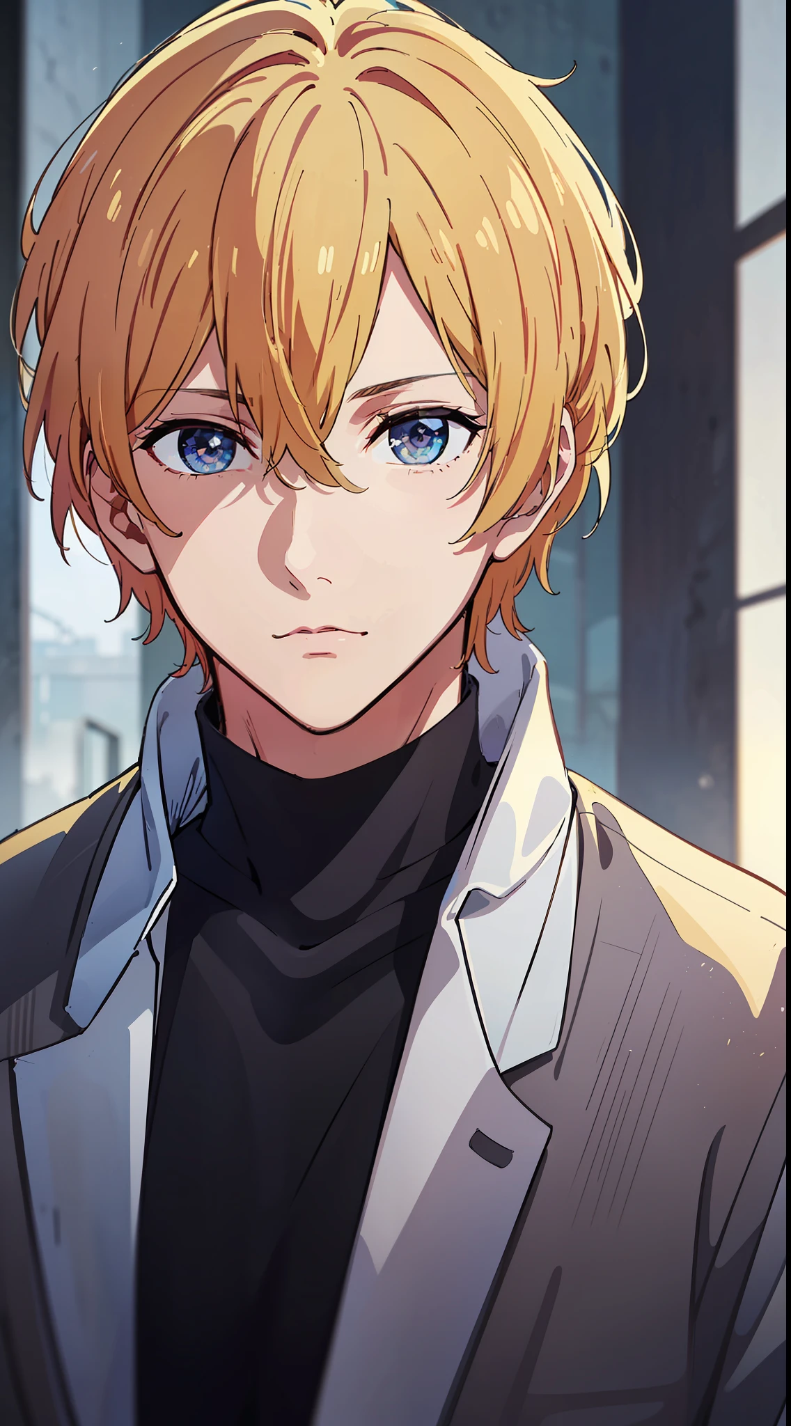 The image of an anime guy with a unique color scheme is a brunette with a piece of blonde hair, yellow and brown shades of eyes. 8k quality with high detail, creating a masterpiece impression. The theme of mysticism with the world of Marvel adds mystery and appeal to this work of fiction, and its background with a shower gives the atmosphere of a Tokyo ghoul.