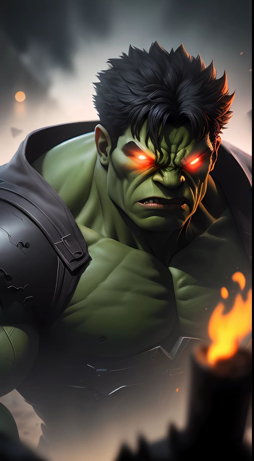 (dark shot: 1.1), epic realistic, Hulk in the dark with glowing eyes and glowing cape, soft cinematic light, Adobe Lightroom, darkroom, HDR, intricate, highly detailed, (depth of field: 1.4), hyper-detail (artstation: 1.4), cinematic, warm light, dramatic light (complex details: 1.1)