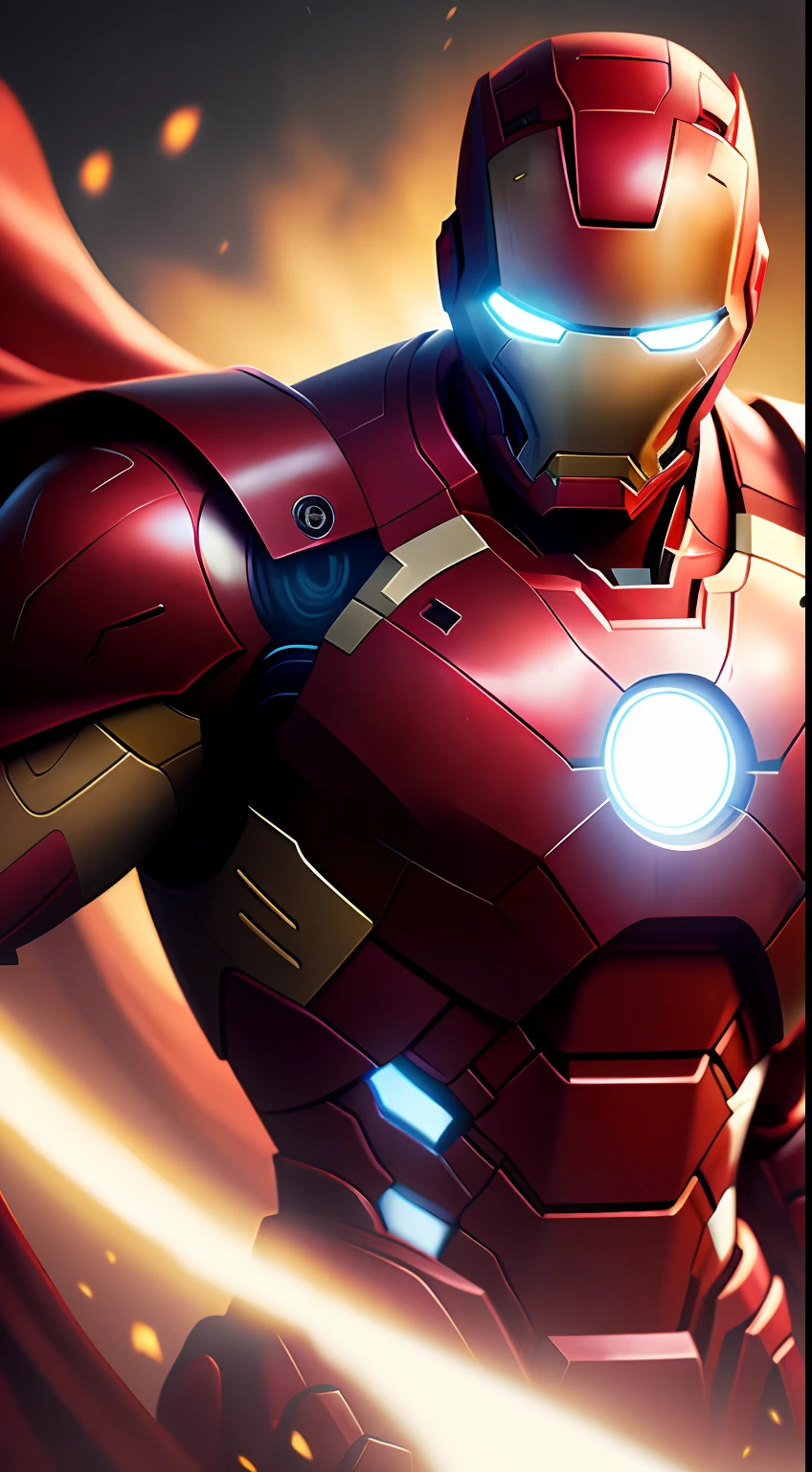 (dark shot: 1.1), epic realistic, Iron Man 1872 in the dark with glowing eyes and glowing cape, soft cinematic light, Adobe Lightroom, darkroom, HDR, intricate, highly detailed, (depth of field: 1.4), hyper-detail (artstation: 1.4), cinematic, warm light, dramatic light (complex details: 1.1)