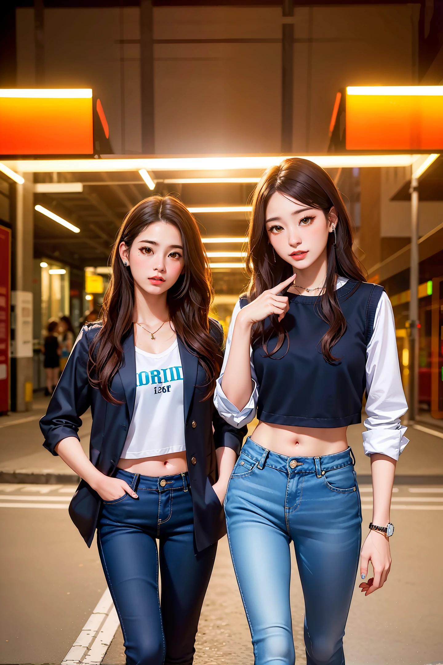 (Best quality, masterpiece, ultra high res: 1.2), photorealistic, raw photo, 8k wallpaper unit, 1 cowgirl,
traffic light, 5 girls in one photo, various styles,cropped jeans, jeans vest, navel, hand in pockets, short hair, long hair, afro hair, medical style, lawyer style, rocker style with piercing