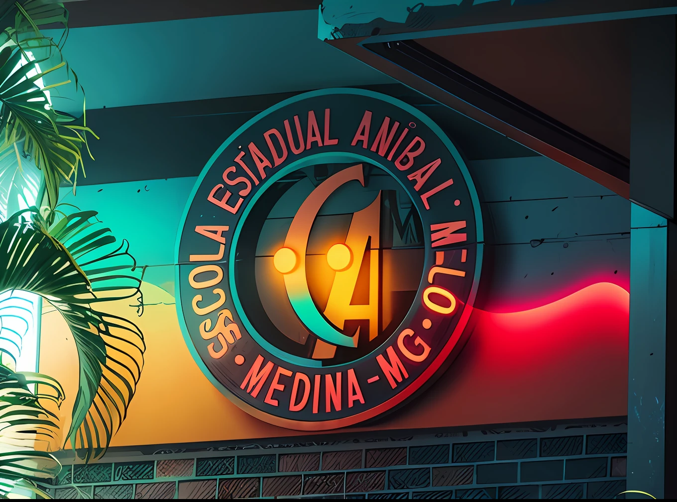 Ultra-realistic image keeping neon effect letters.