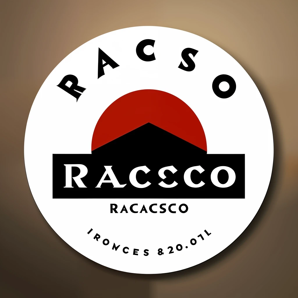 Logo for a Japanese restaurant with the name RAcsO using red and white colors