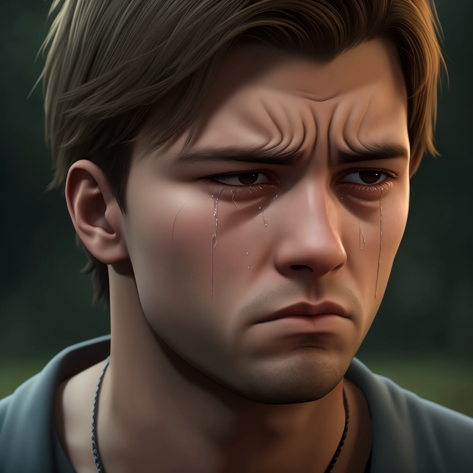 portrait of a young man, crying and sad, in HD, 8k, super realistic, very detailed