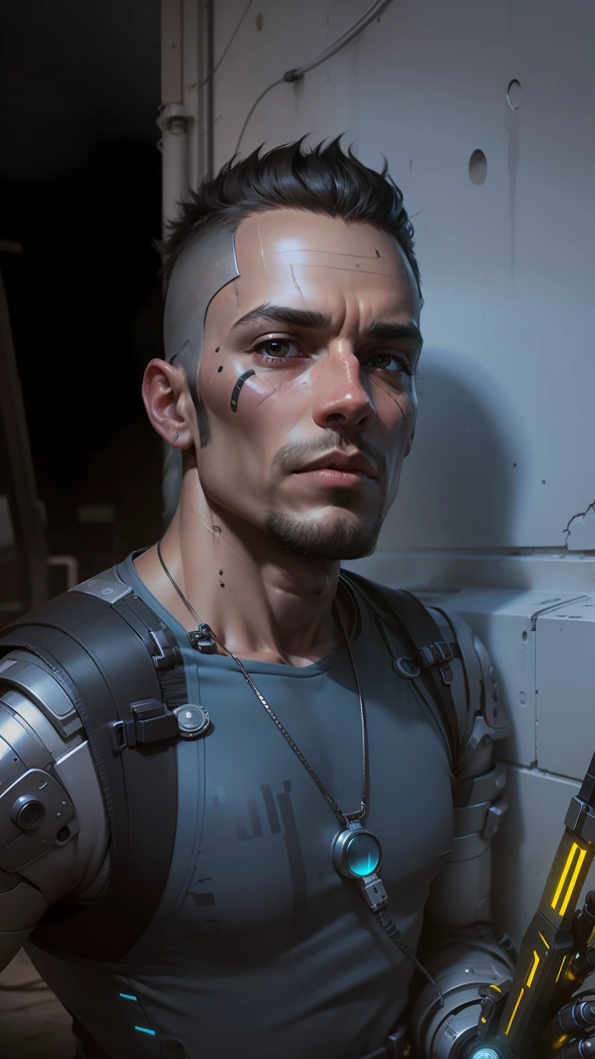 cyberpunk, keep skin Latin colored, some robotic parts, _v1.3 --auto