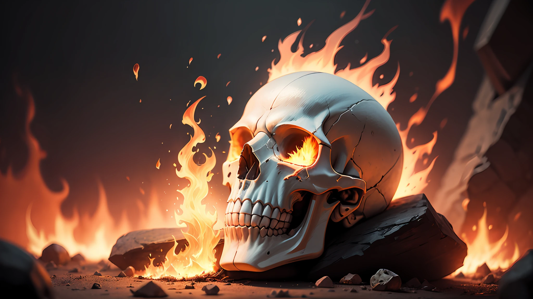 a realistic skull on fire --auto