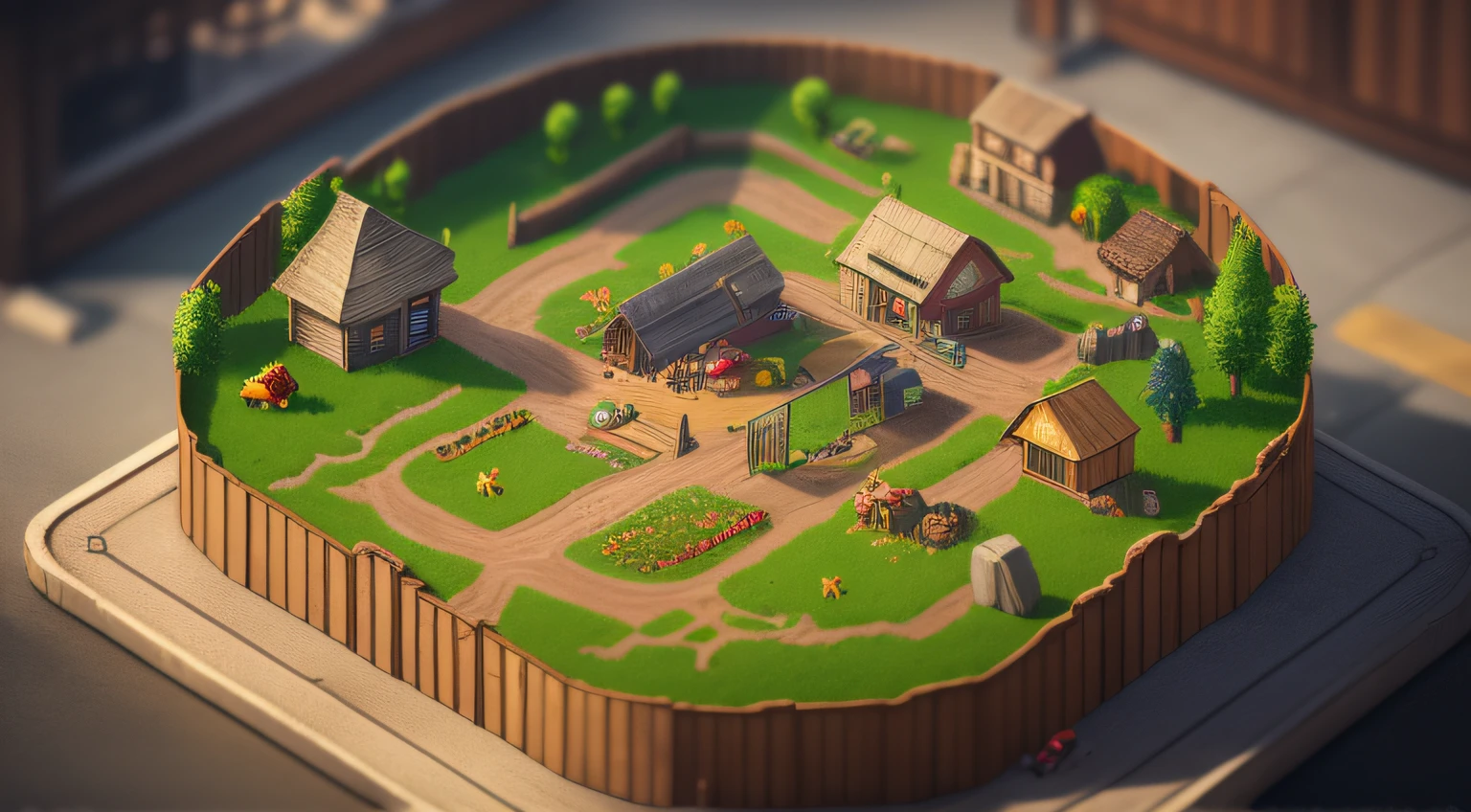 farm video game wallpaper, fantasy, isometric view, 8k, highest quality, (epic realistic:1.5), best shadow, intricate details, cinematic, (hdr:1.5)