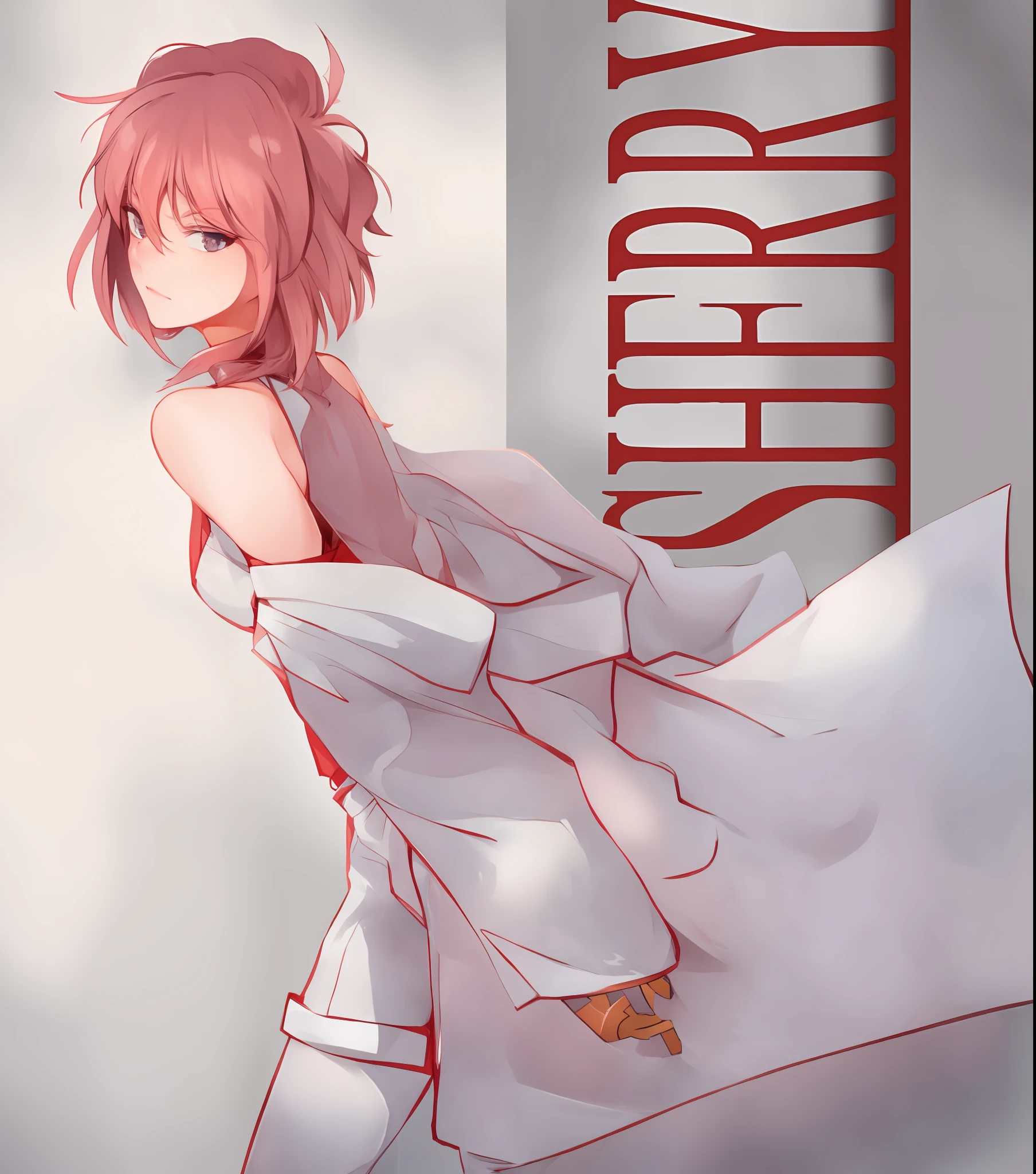 anime girl in white dress with long skirt and red tie, shirabii, cushart krenz, by Shingei, classic shoujo, shuushuu anime image, zerochan art, anime cover, ( ( ( yoshinari yoh ) ) ), makoto shinka, zerochan, anime style like fate/stay night
