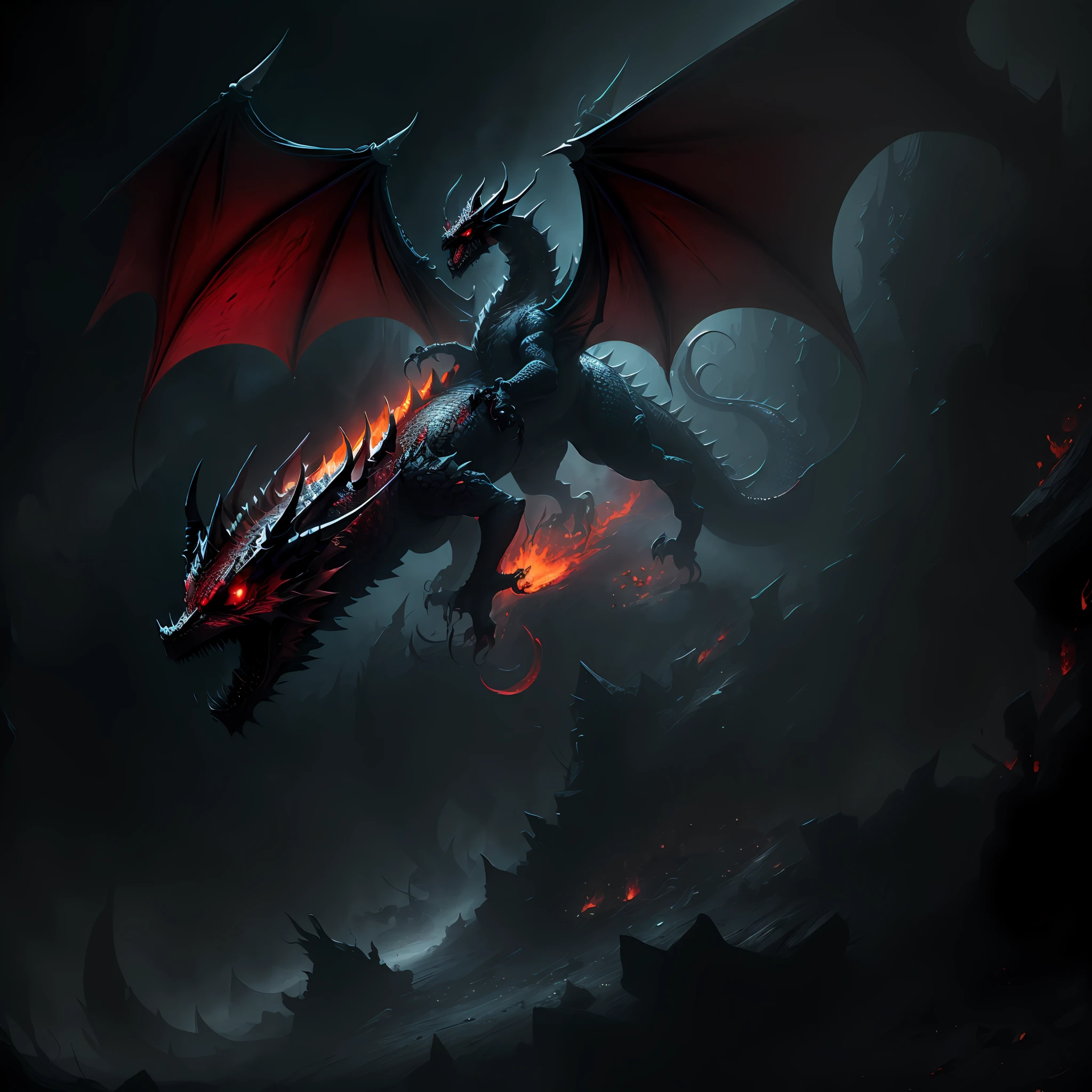 Create a scary red dragon on a bottomless plane --auto