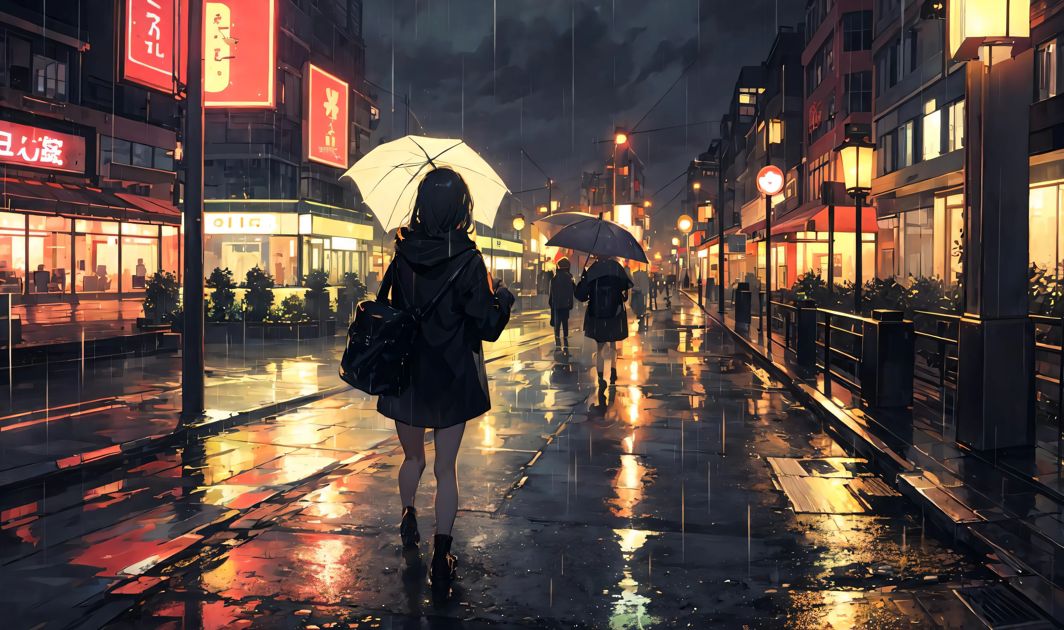 rain,night city