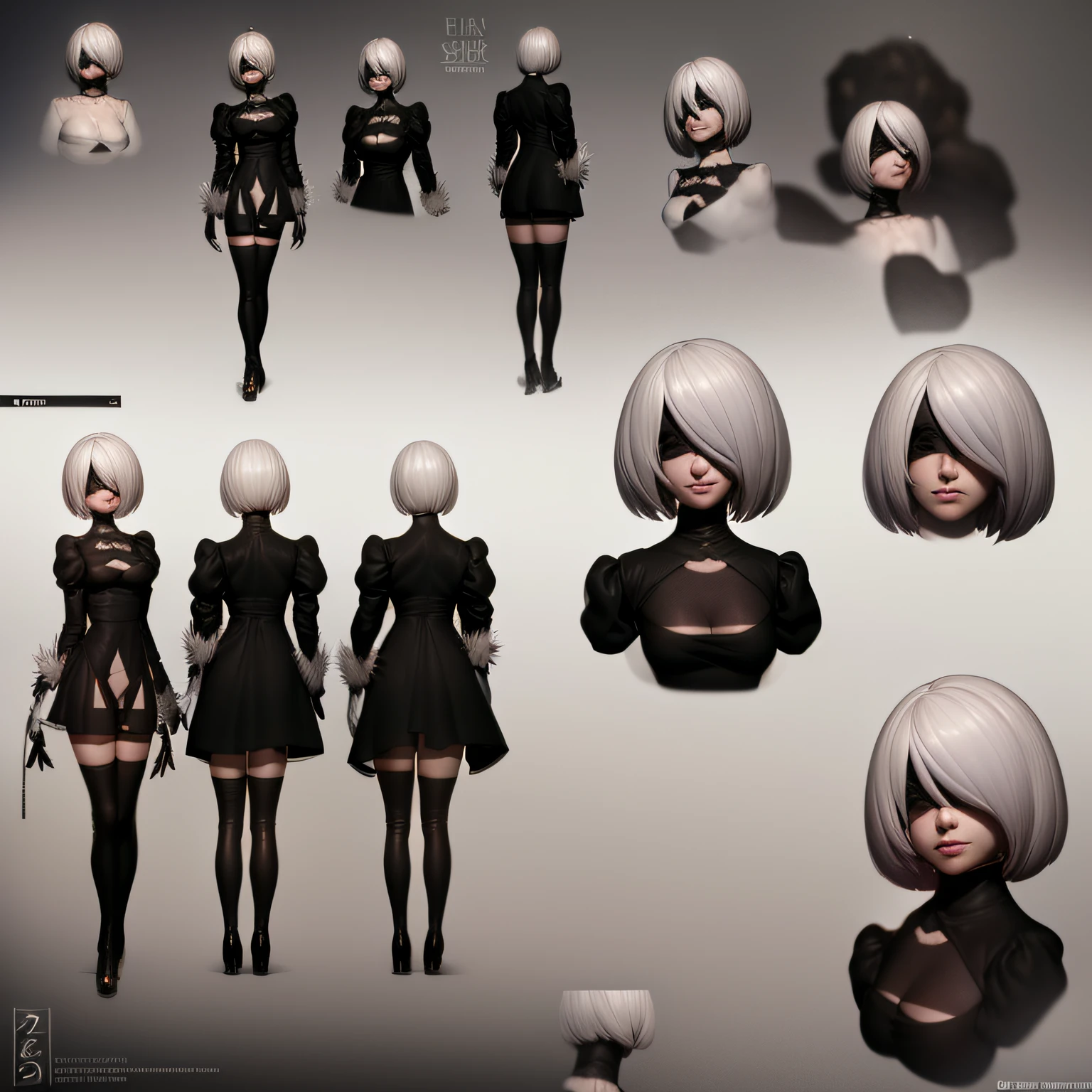 YORHA 2B, FULL BODY, DETAILED FACE