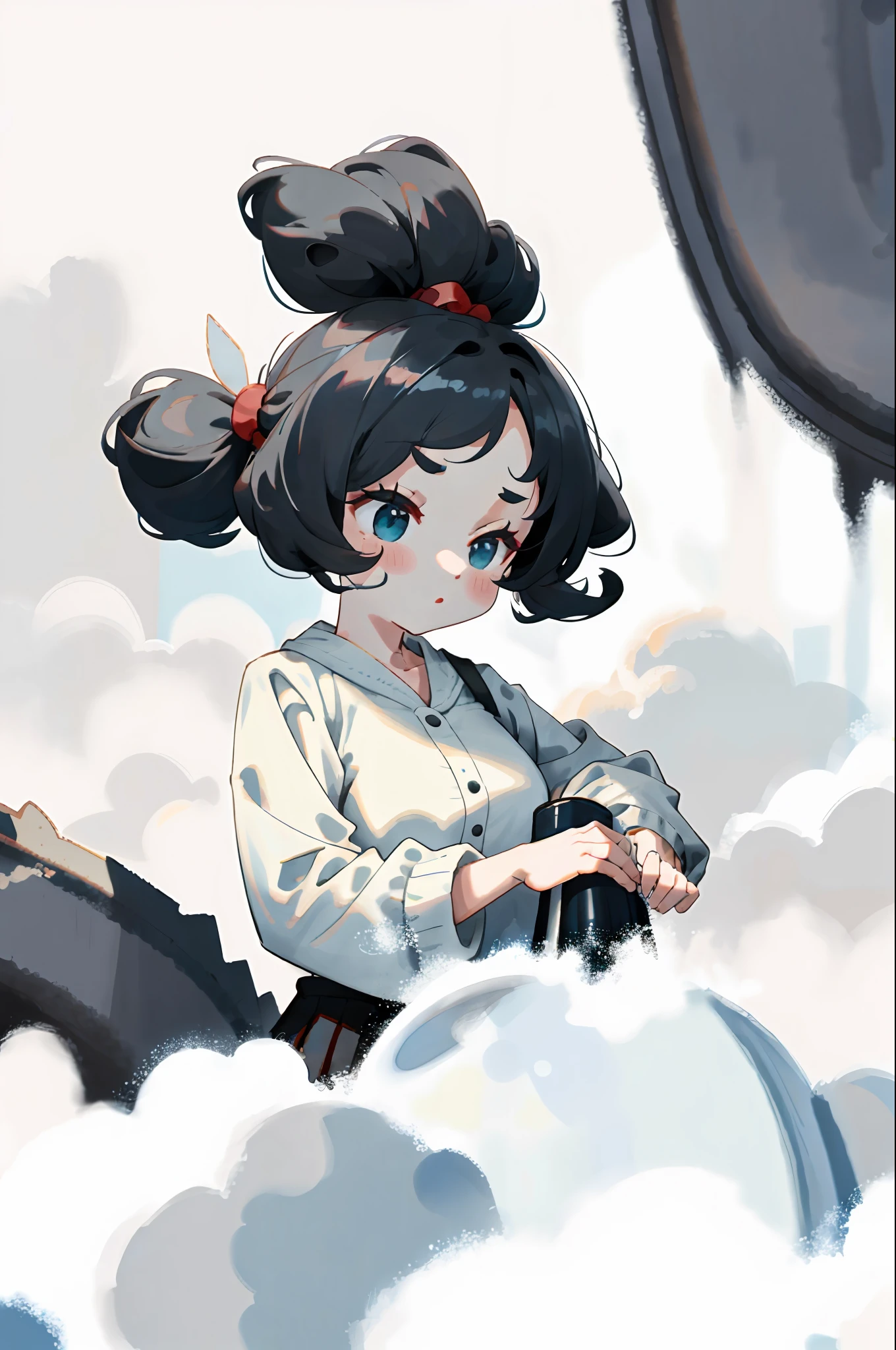 A girl , cloud,female focus