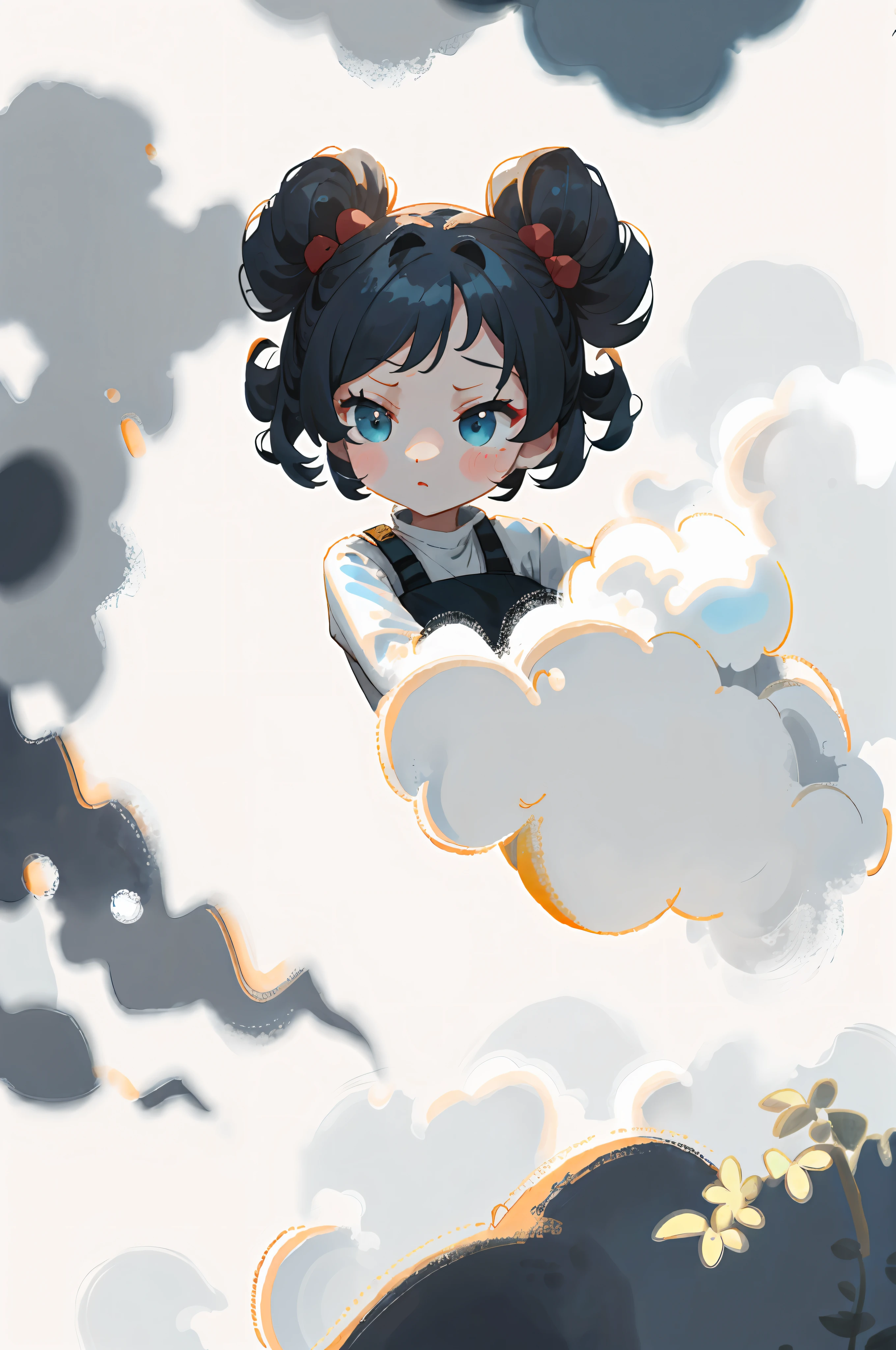 A girl , cloud,female focus