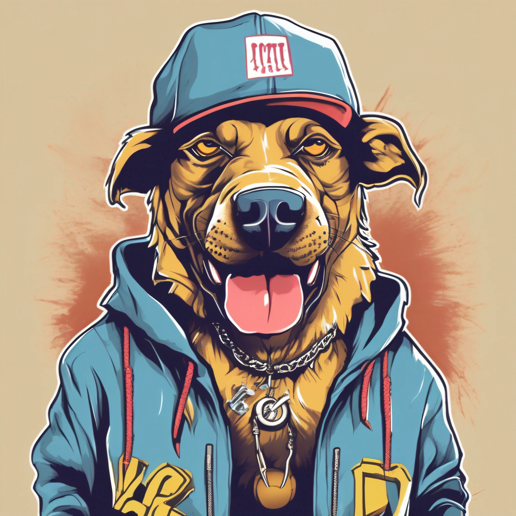 T-shirt design, a rapper-style dog