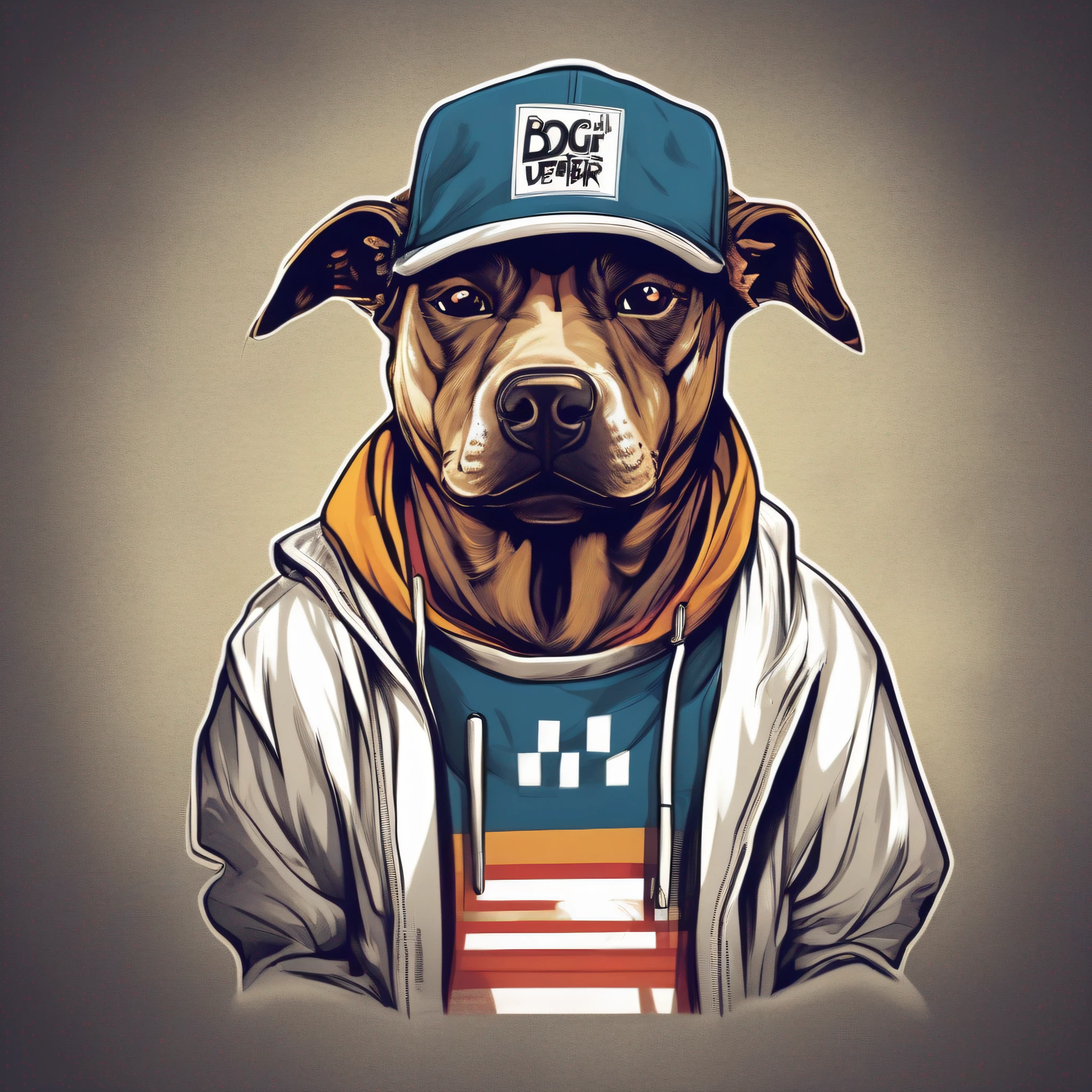 T-shirt design, a rapper-style dog