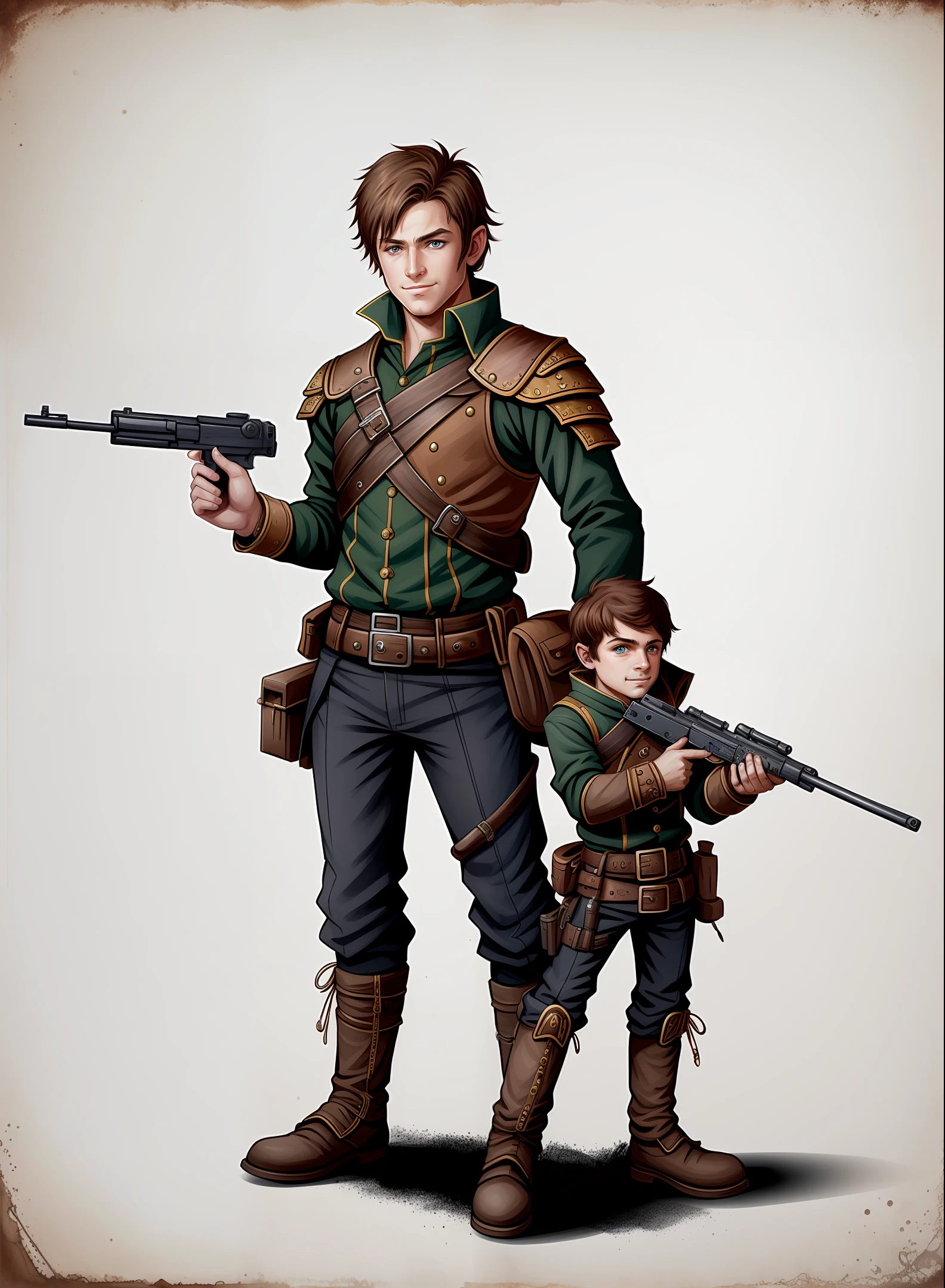 Halfling thief with two guns steampunk