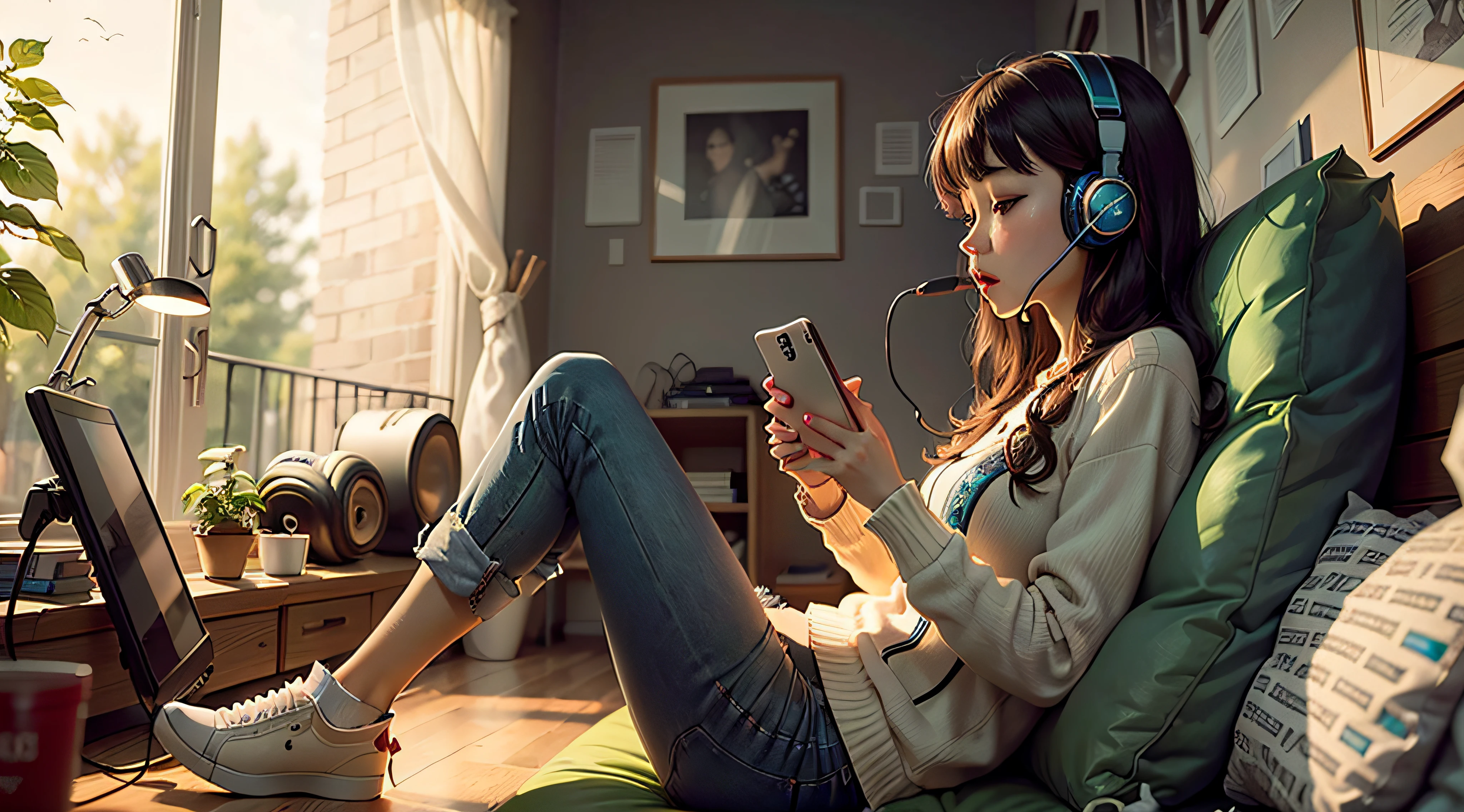 Carton fish listening to music with headphone --auto