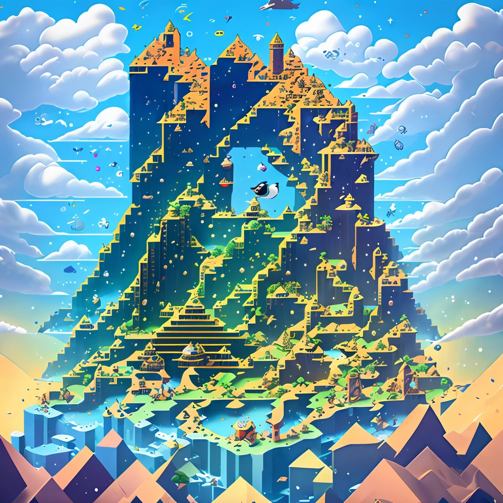 An ancient civilization eroded away, in pixel art style with an 8 color palette --auto