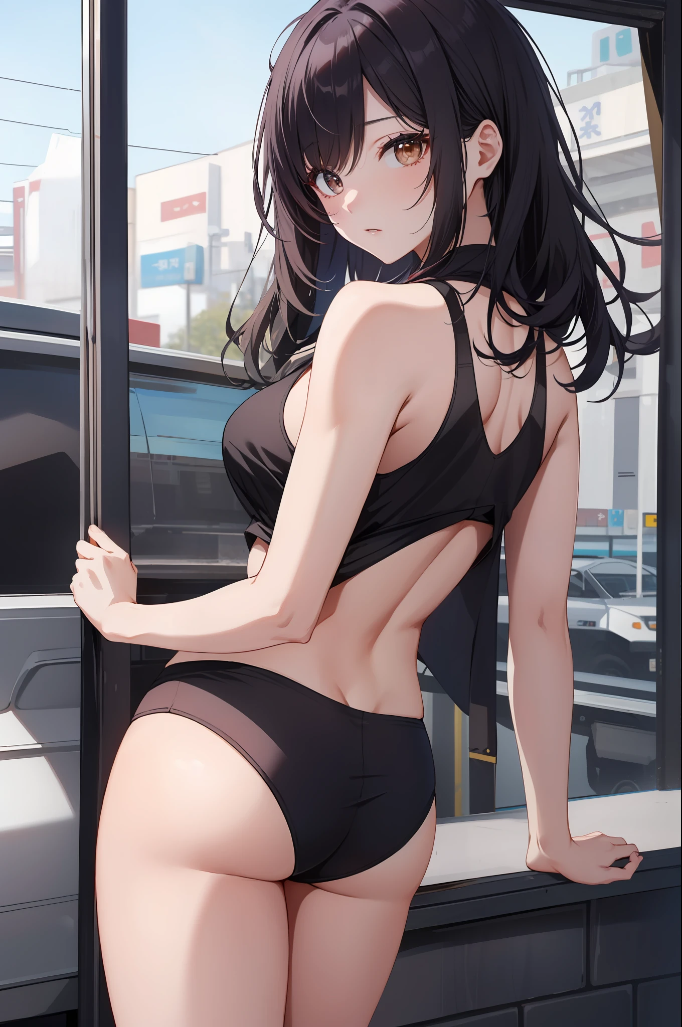 masterpiece, 4K, best quality, a la fed woman, Lee Ji-eun, Lee Ji-eun, Park Ji-min, Choi Hong-hwa, Hwang Se-on, Nam Jae-young, Jiho, Bae Suzy, Yoshitomo Nara, Deyami Kojima, beautiful young Korean woman Tank Top Beauty muscles