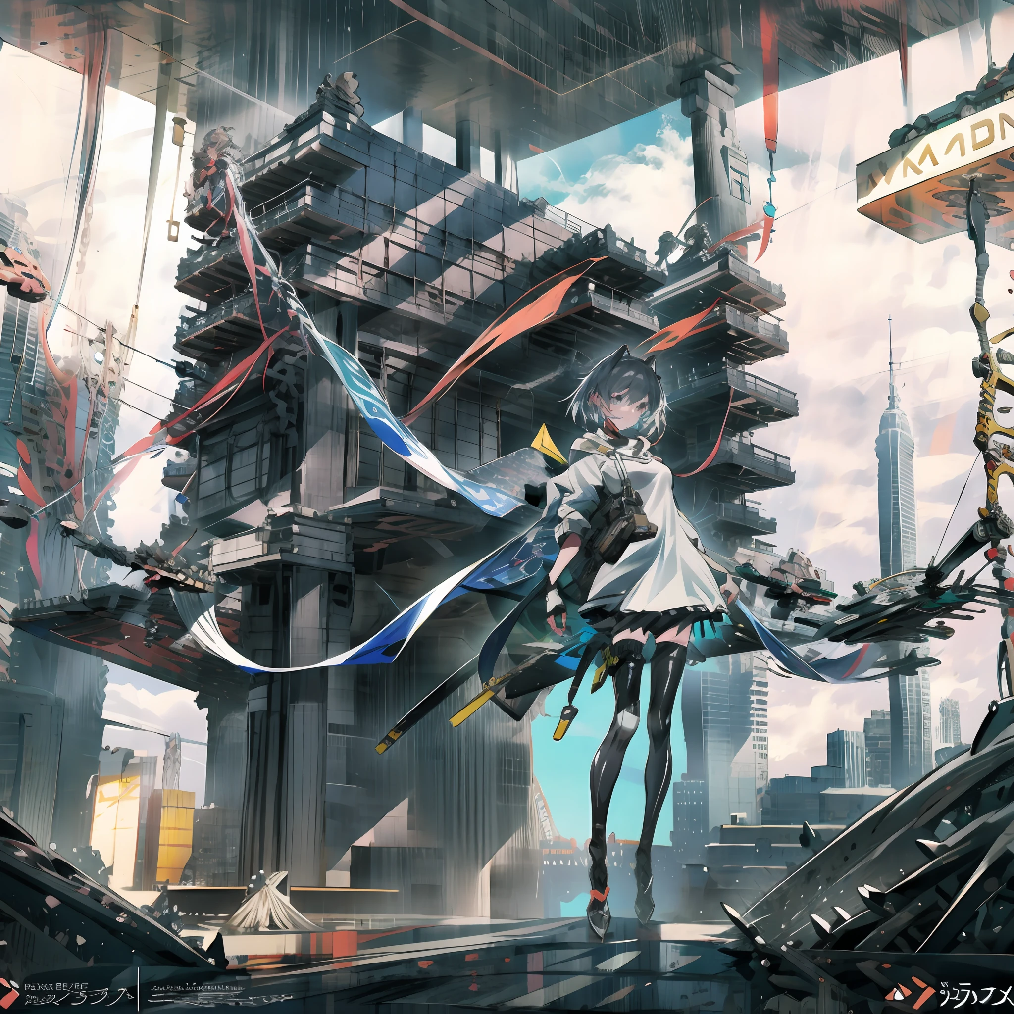 Anime girl standing on platform with bow and arrow in hand, from Ark Night, Pop on ArtStation Pixiv, Ark Night, High Detail Official Artwork, 2. 5D CGI Anime Fantasy Artwork, Anime Concept HDR Anime Macmanus, pixiv 3DCG, Digital Cyberpunk Anime Art, Detailed Key Anime Art, Digital Art on pixiv, Pixiv Contest Winner, Female One