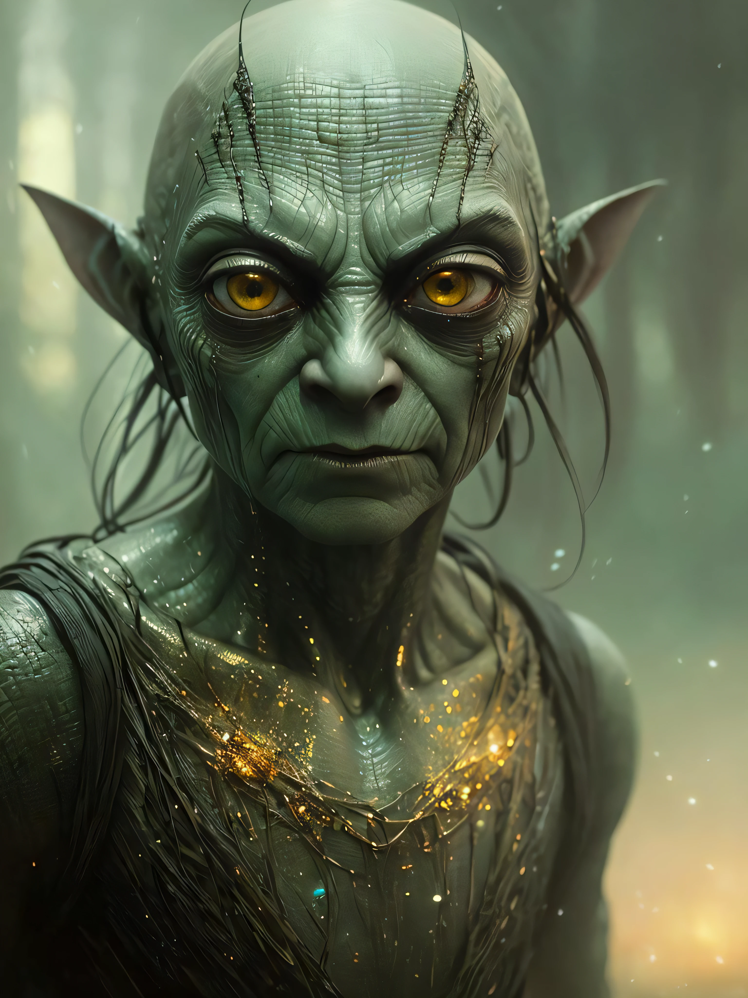 High detail RAW color art, animation,
gollum from LOTR, ((big eyes)), bald, ugly
((mordor swamp)),  golden ring, My precious
magical atmosphere, (detailed skin, skin texture), intricately detailed, fine details, hyperdetailed, raytracing, subsurface scattering, diffused soft lighting, shallow depth of field, by (Oliver Wetter)
Atey Ghailan, by Jeremy Mann, Greg Manchess, Antonio Moro, trending on ArtStation, trending on CGSociety, Intricate, High Detail, Sharp focus, dramatic, photorealistic painting art by midjourney and greg rutkowski, bokeh on background