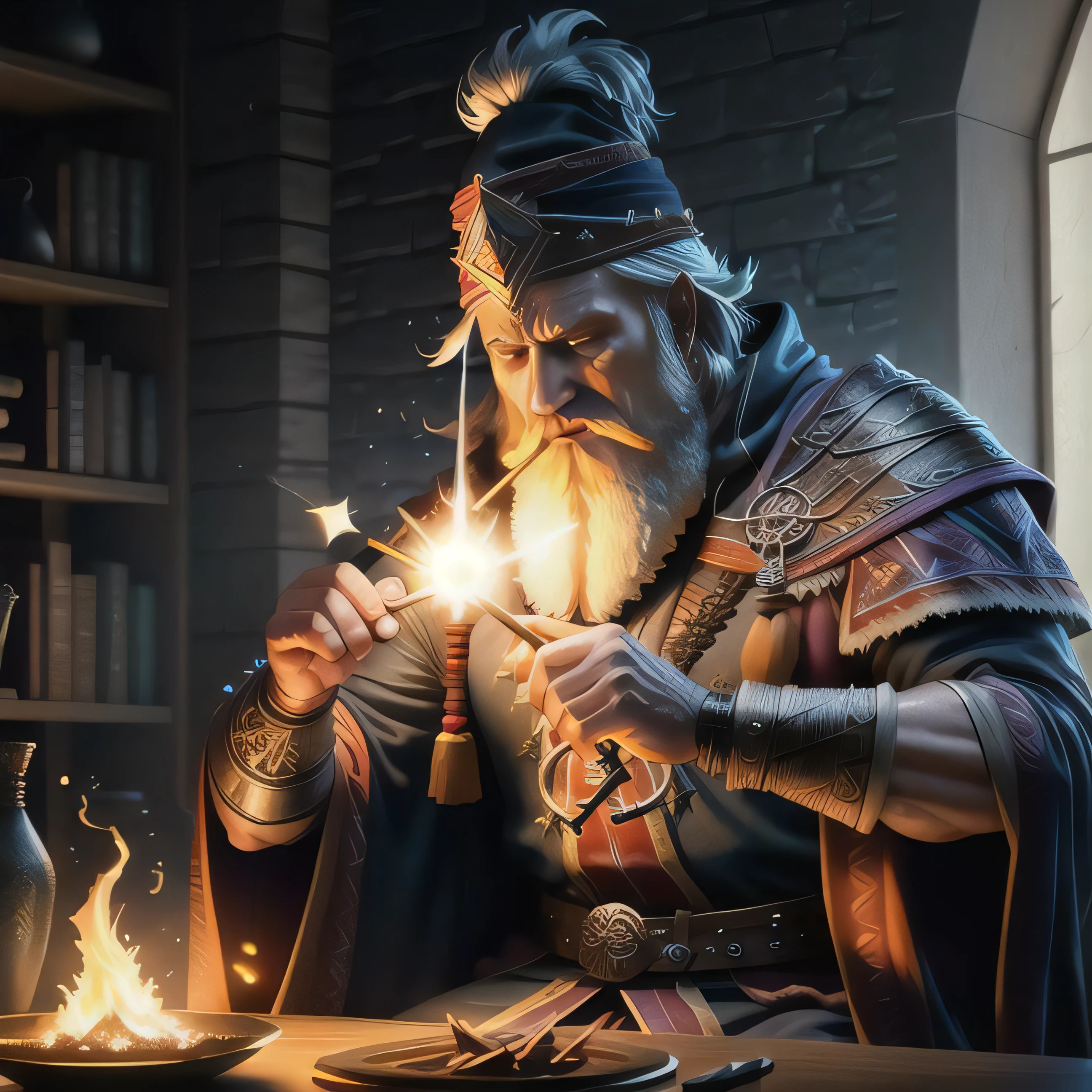 warlord wizard casting a spell, amazing, unique, 16k, hdr, cgi, vfx, insanely detailed, ultra sharp, focus, unreal 5, octane render, intricate, masterpiece, ultra realistic