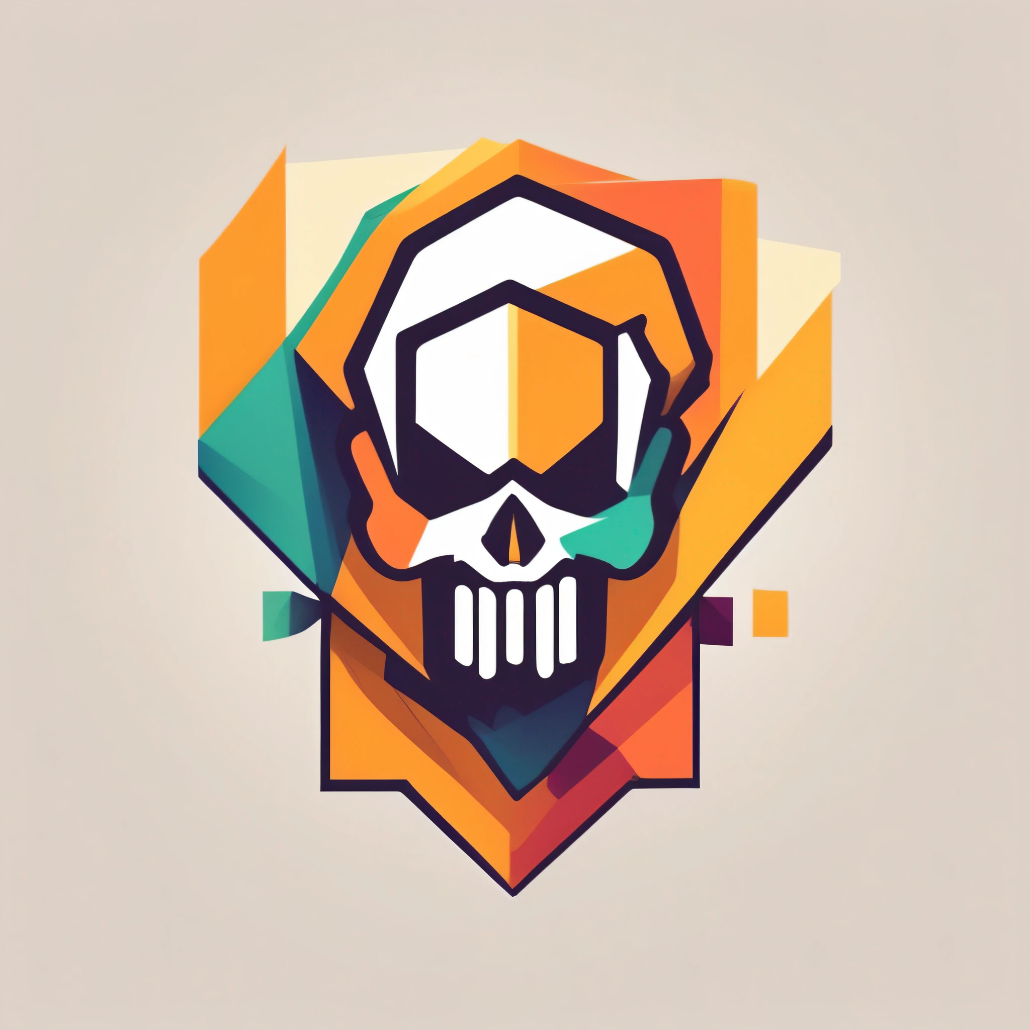 logo, vector, logo design, vector, simple, flat, icon, minimalism, well-defined lines and contours, centralized, Uma Caveira, com cores vibrantes, no estilo low poly.