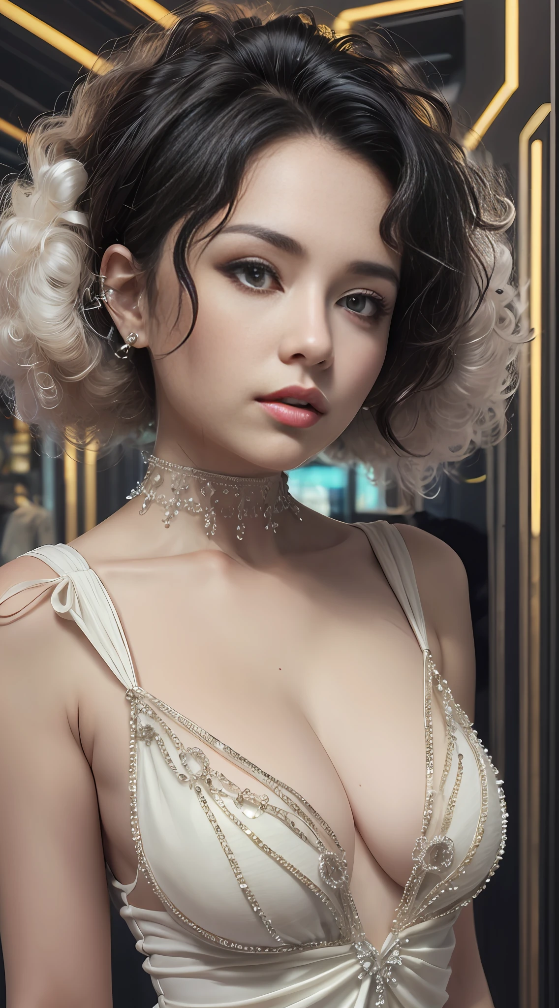 change to an elegant white dress