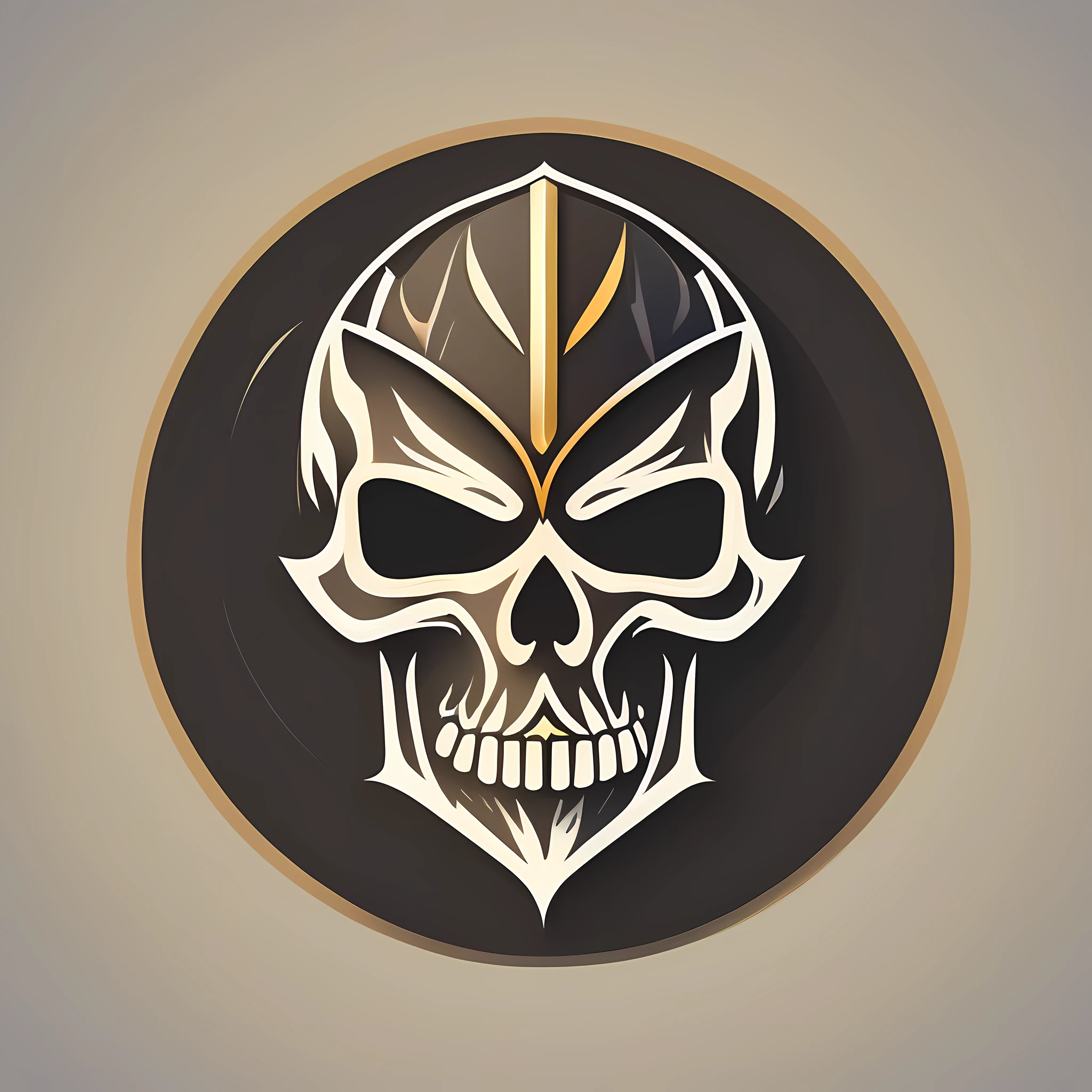 logo, vector, logo design, vector, simple, flat, icon, minimalism, well-defined lines and contours, centralized, A Skull, with metallic colors, in the Medieval style
