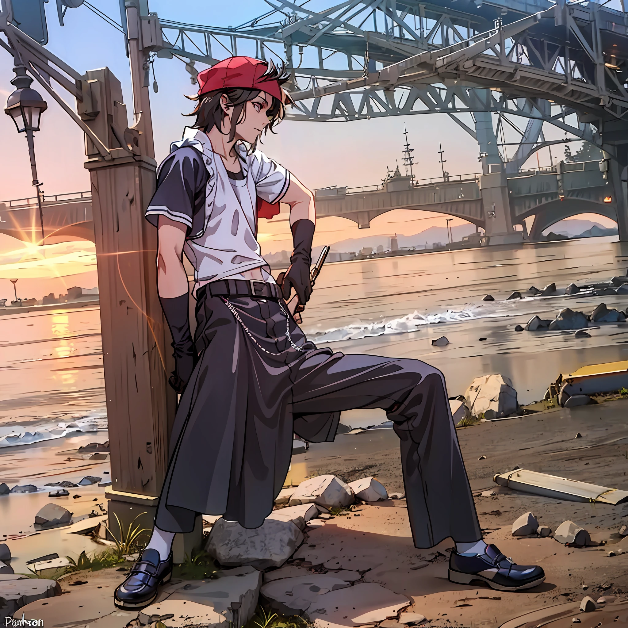 Boy, Tavern,Full Body, Pirate, 4k, Red Hat, Dark Fantasy, Realistic