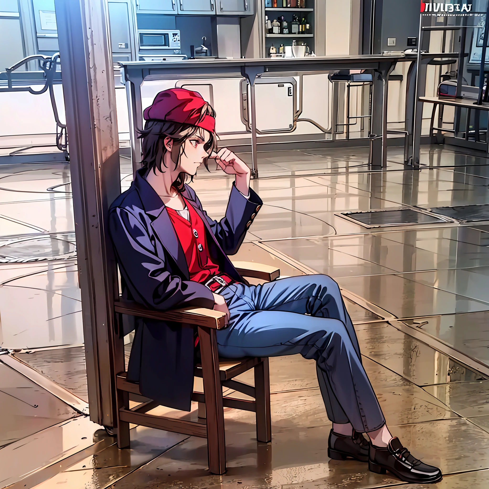 Boy, Tavern,Full Body, Pirate, 4k, Red Hat, Dark Fantasy, Realistic